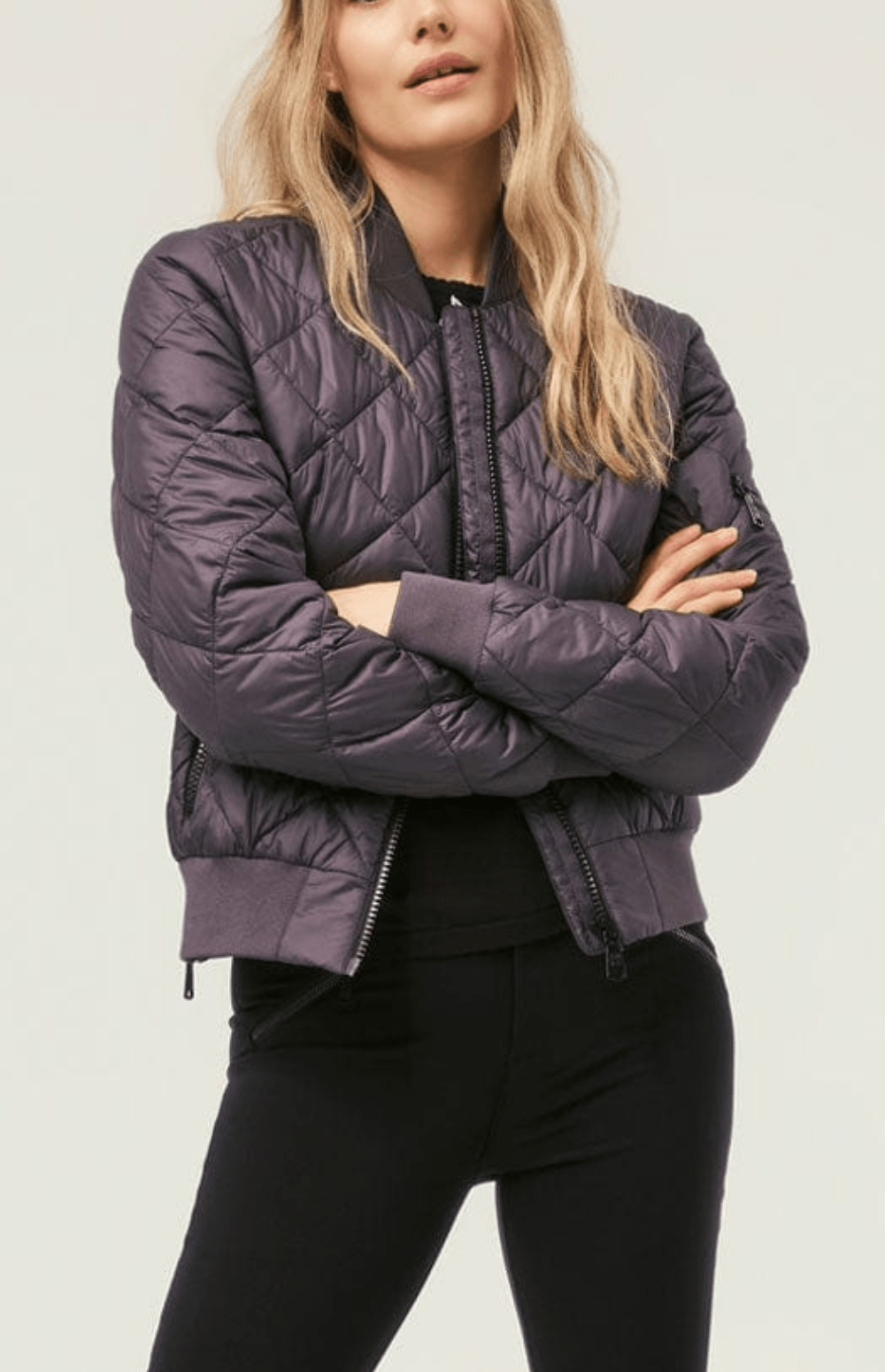 Vedula Barracuda Suitcase Quilted Bomber Ladies Grey Bomber Jacket