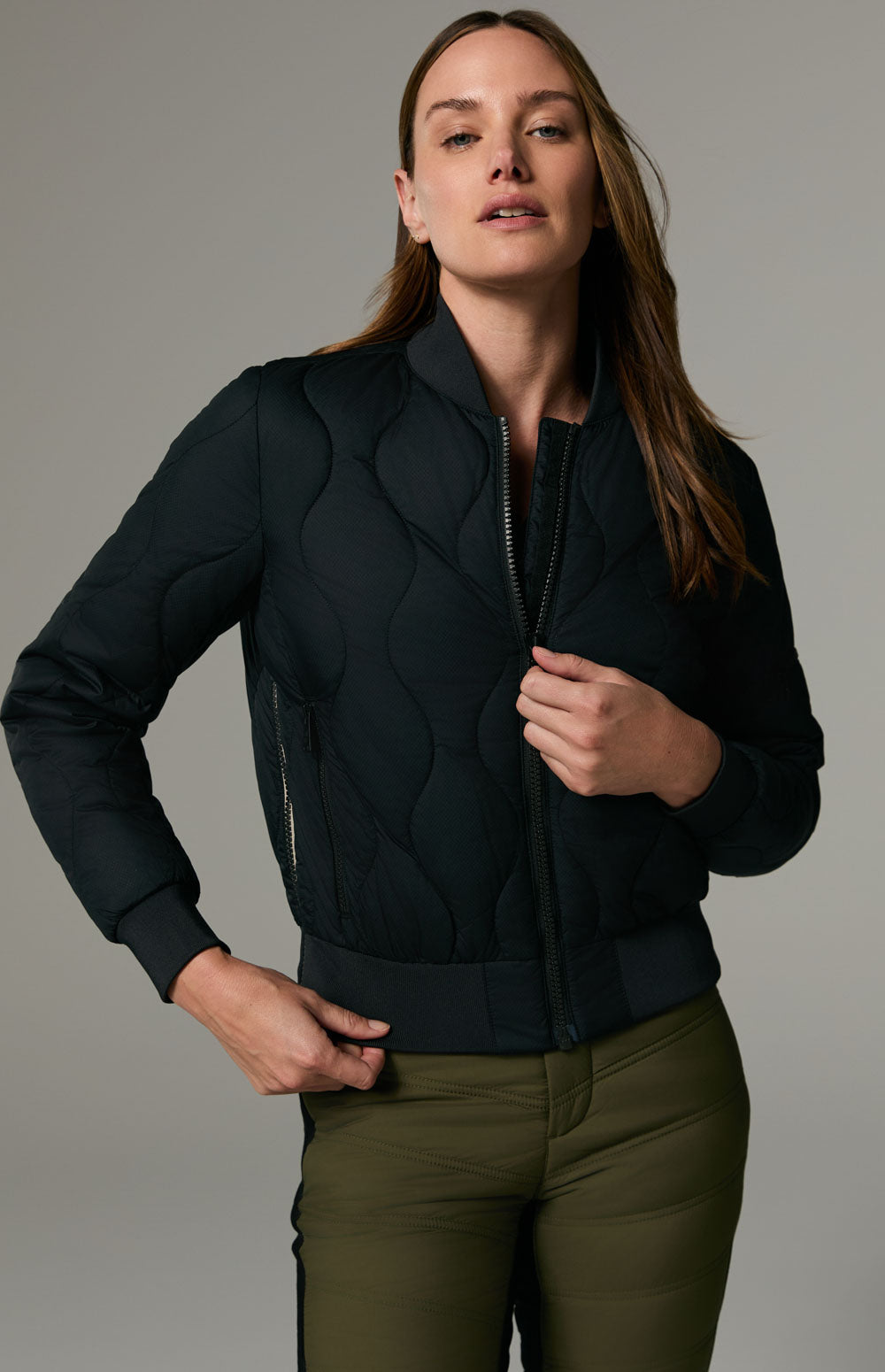 Alp N Rock Metro Bomber Jacket, black quilted bomber jacket for women