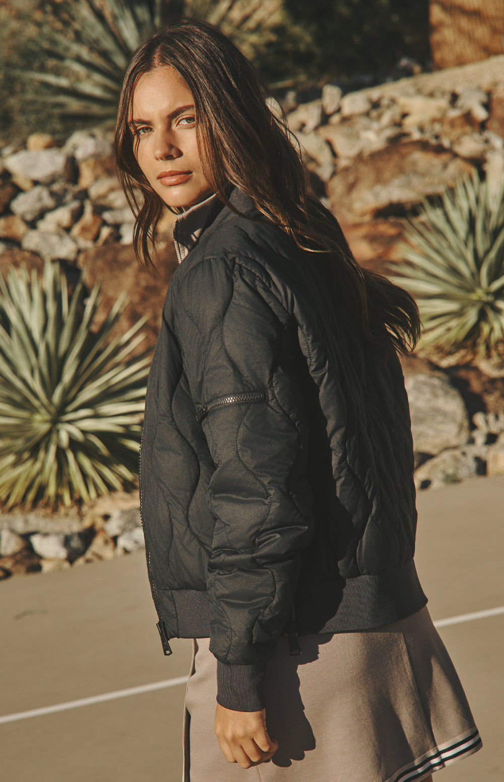 Alp N Rock Metro Jacket, black quilted bomber jacket for women