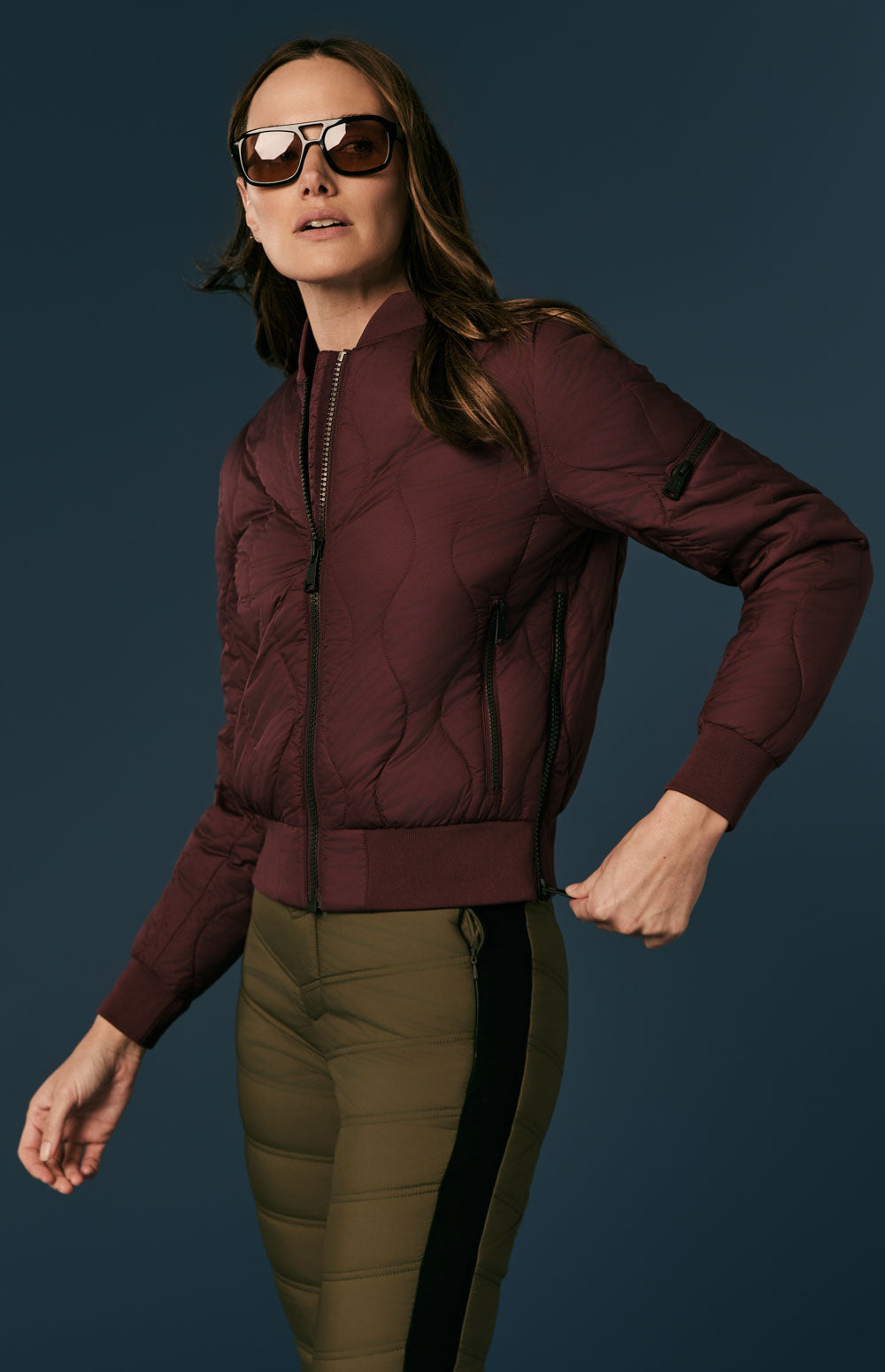 Alp N Rock Metro Bomber Jacket, burgundy quilted bomber jacket for women