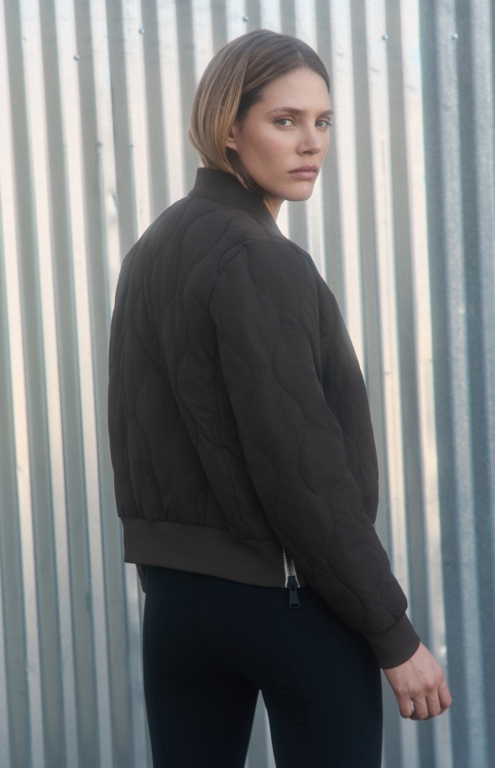 Alp N Rock Metro Bomber Jacket, dark brown quilted bomber jacket for women