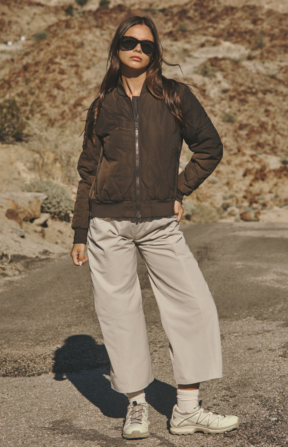 Alp N Rock Metro Jacket, dark brown quilted bomber jacket for women