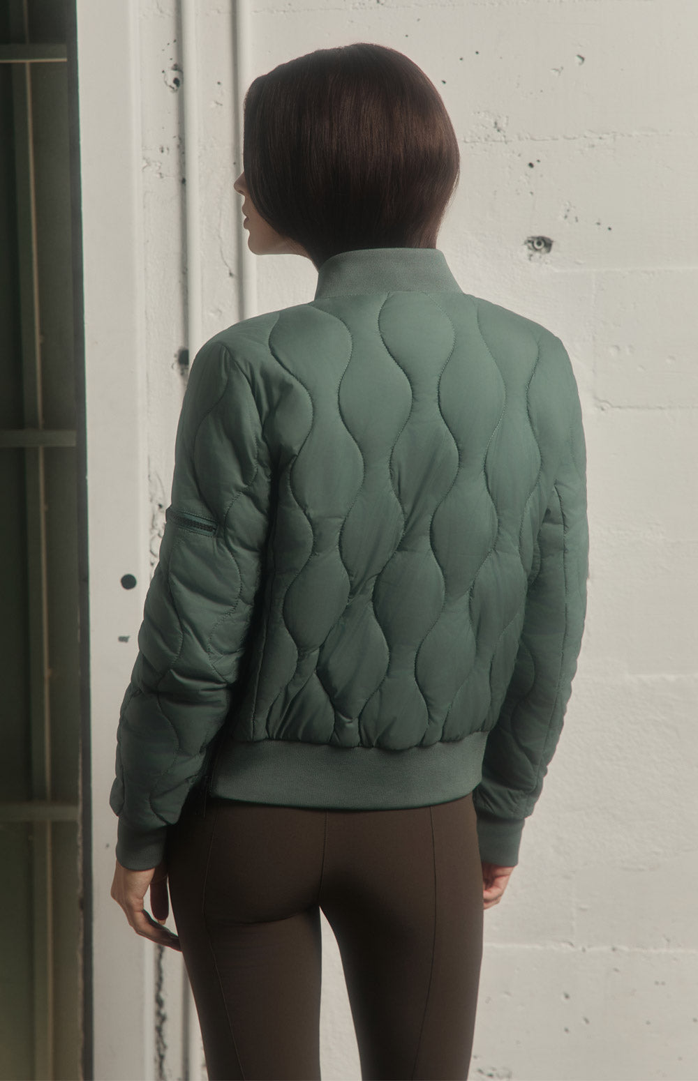 Alp N Rock Metro Bomber Jacket, green quilted bomber jacket for women