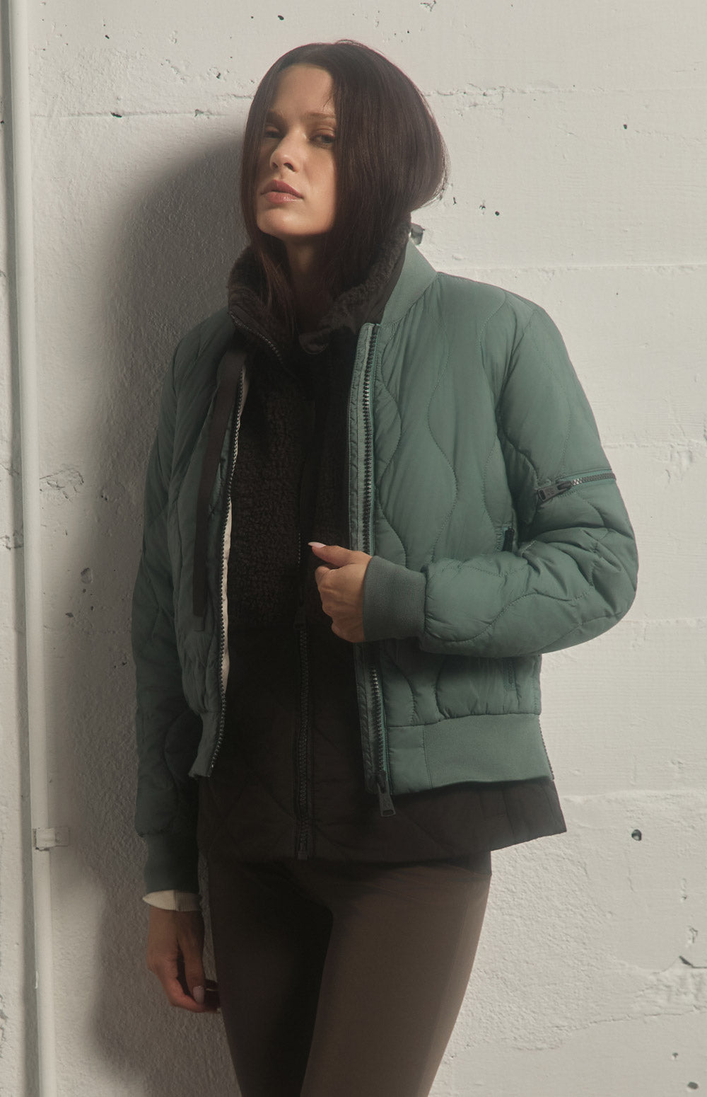 Alp N Rock Metro Bomber Jacket, green quilted bomber jacket for women