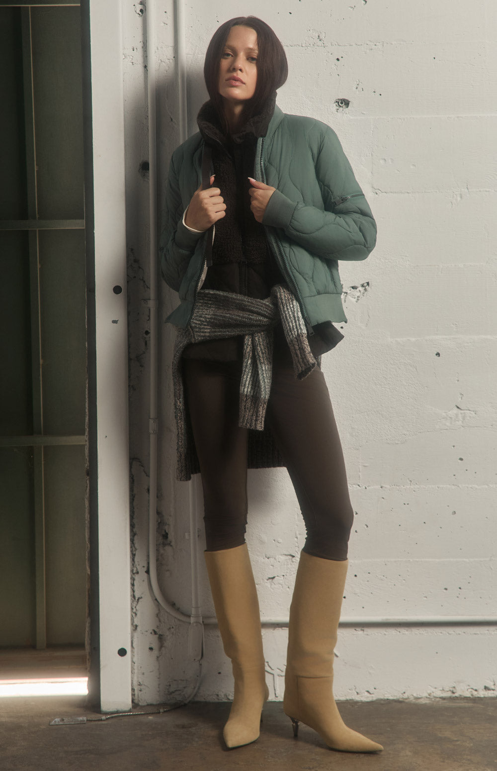 Alp N Rock Metro Bomber Jacket, green quilted bomber jacket for women