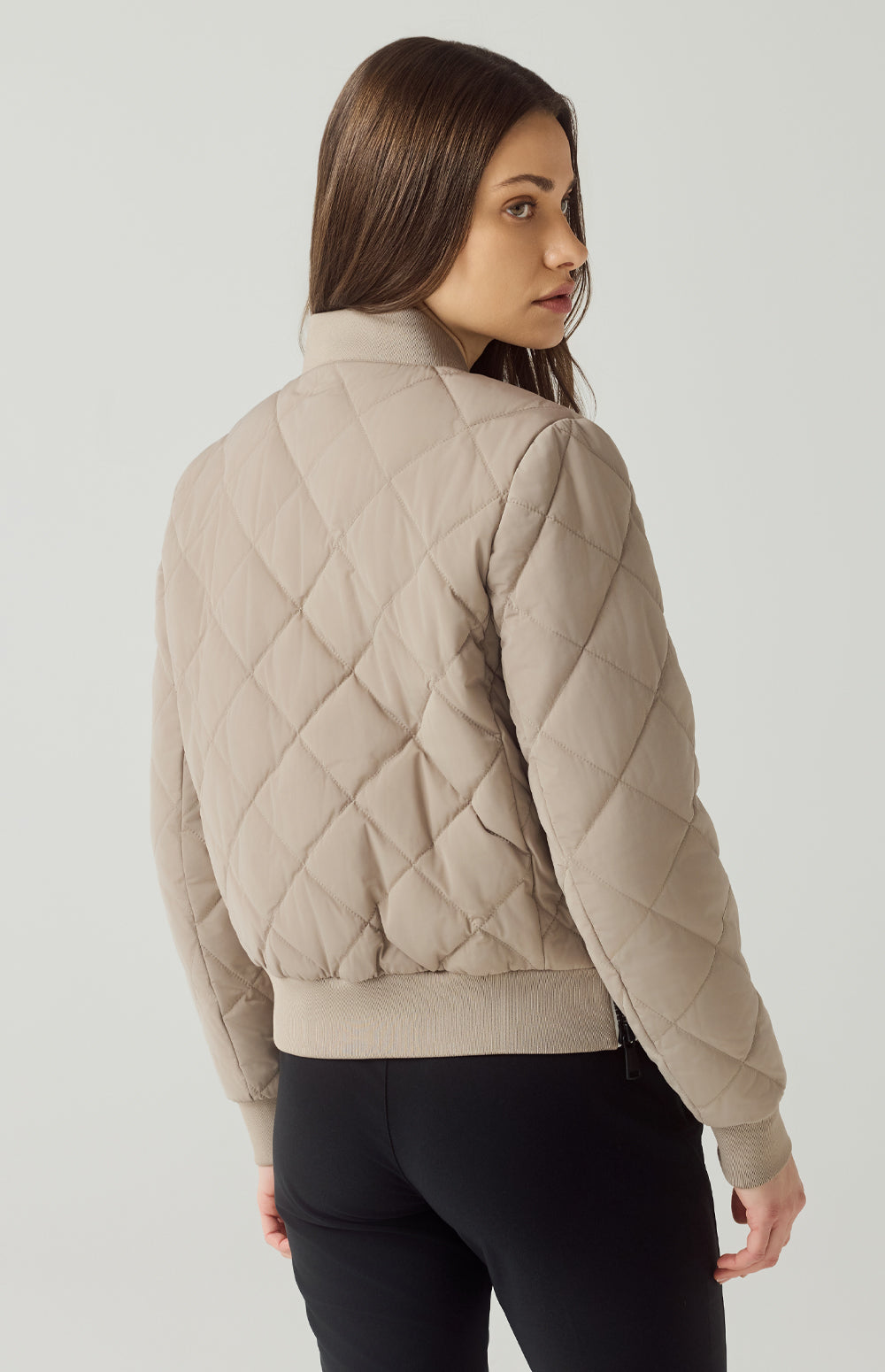 Alp N Rock Metro Jacket, beige quilted bomber jacket for women