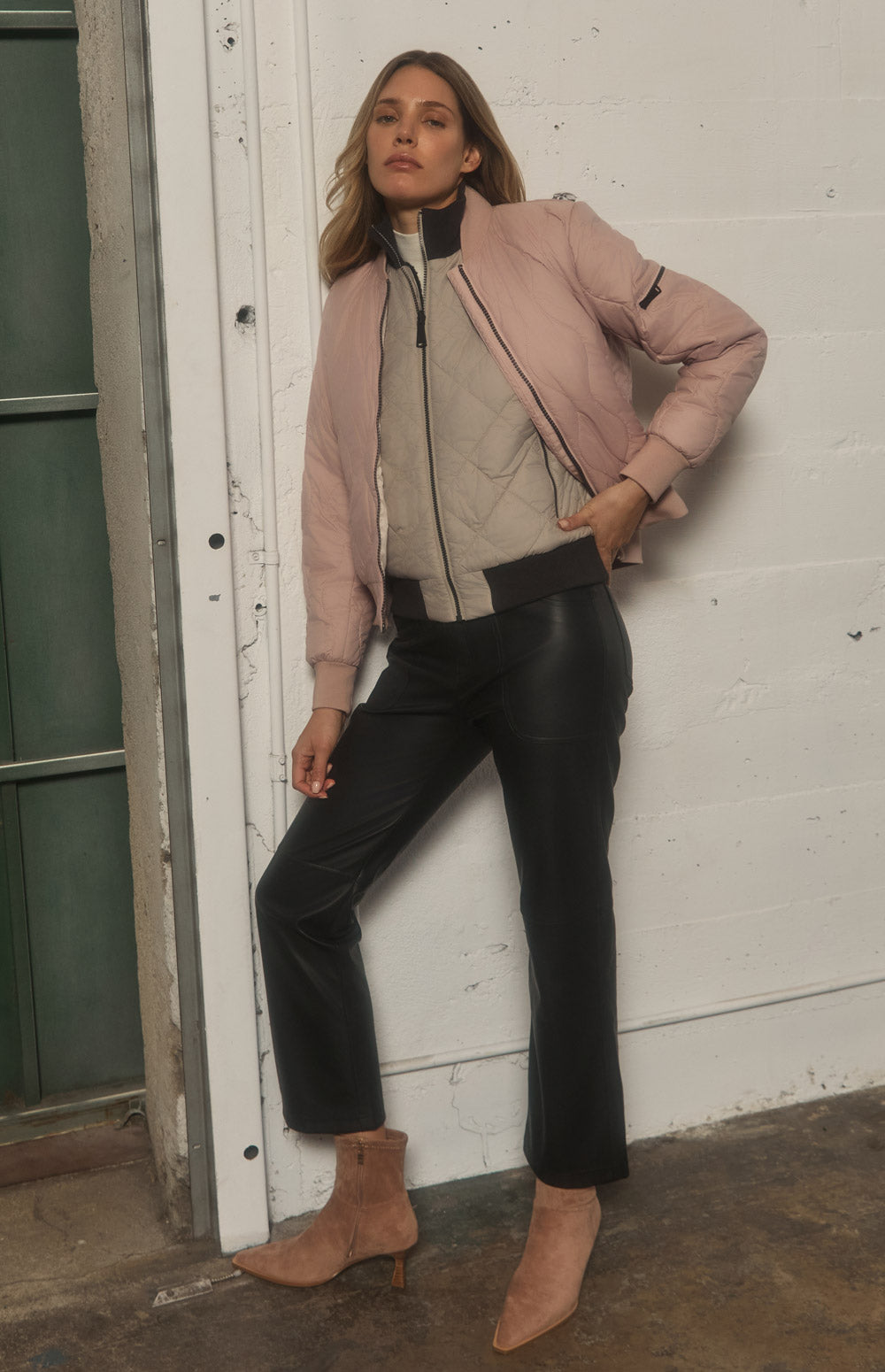Alp N Rock Metro Bomber Jacket, rose pink quilted bomber jacket for women