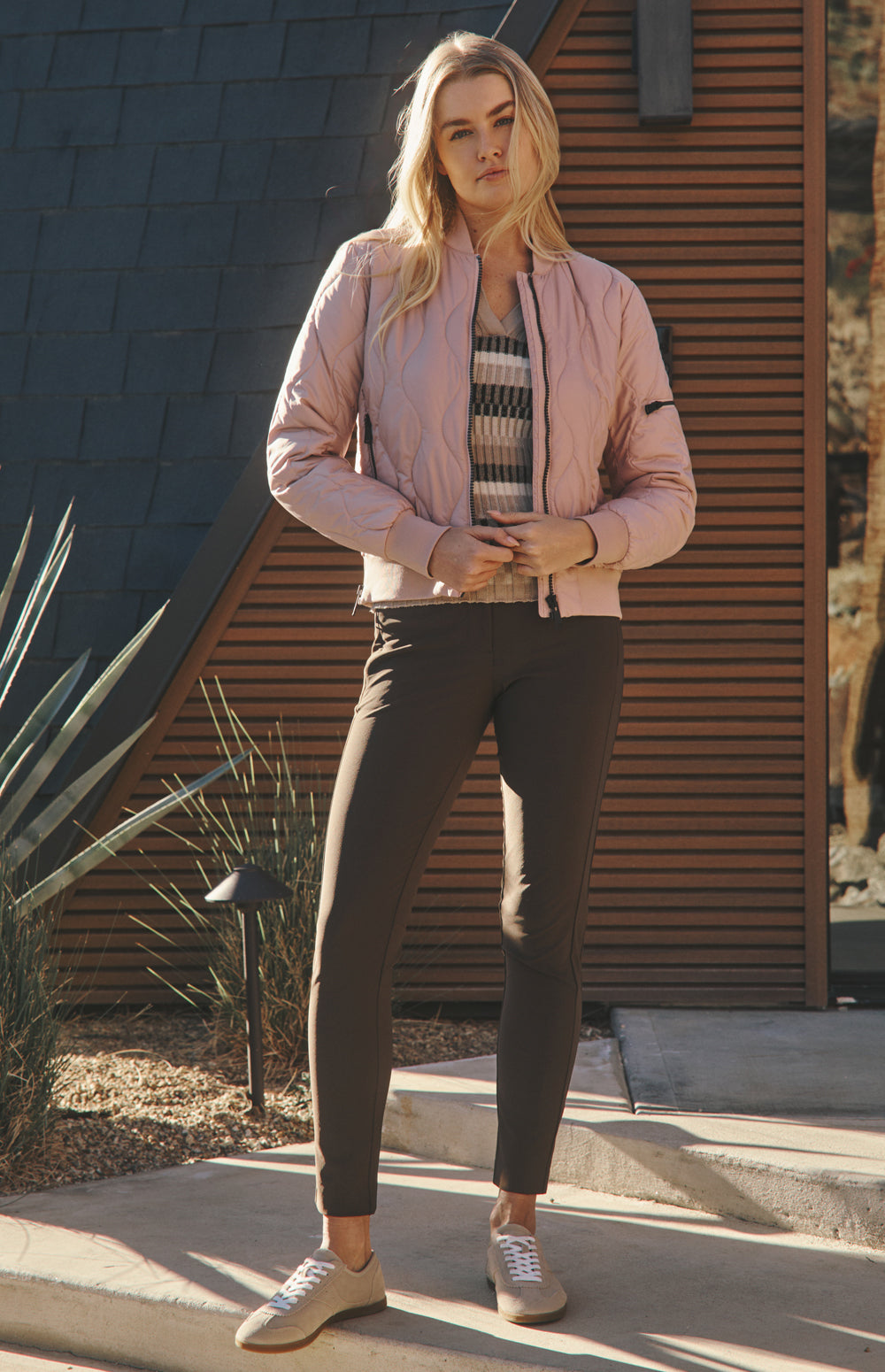 Alp N Rock Metro Jacket, pink quilted bomber jacket for women