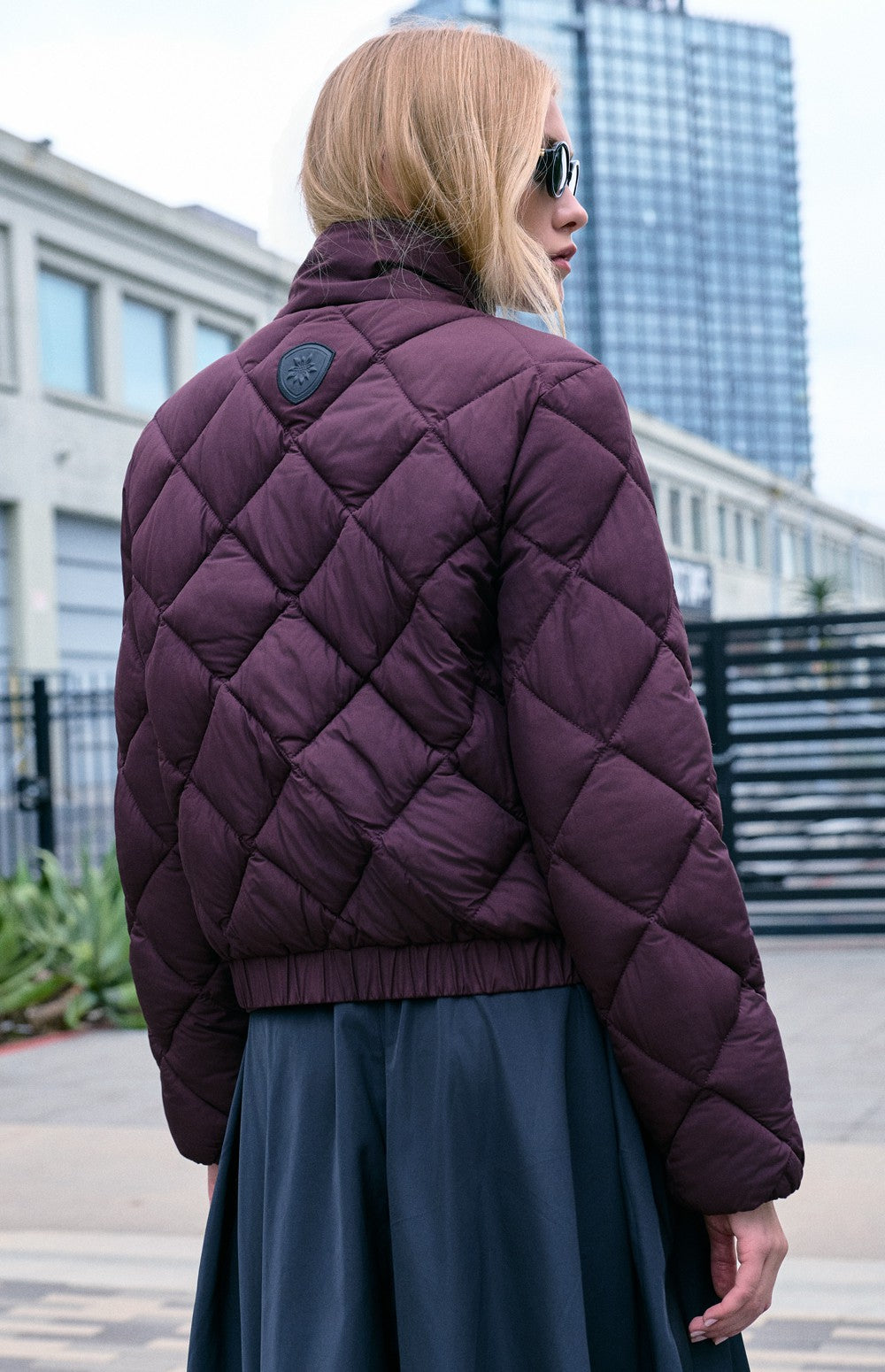 Alp N Rock Ridgewood Funnel Neck Jacket, dark red funnel neck ski jacket with diamond quilting for women