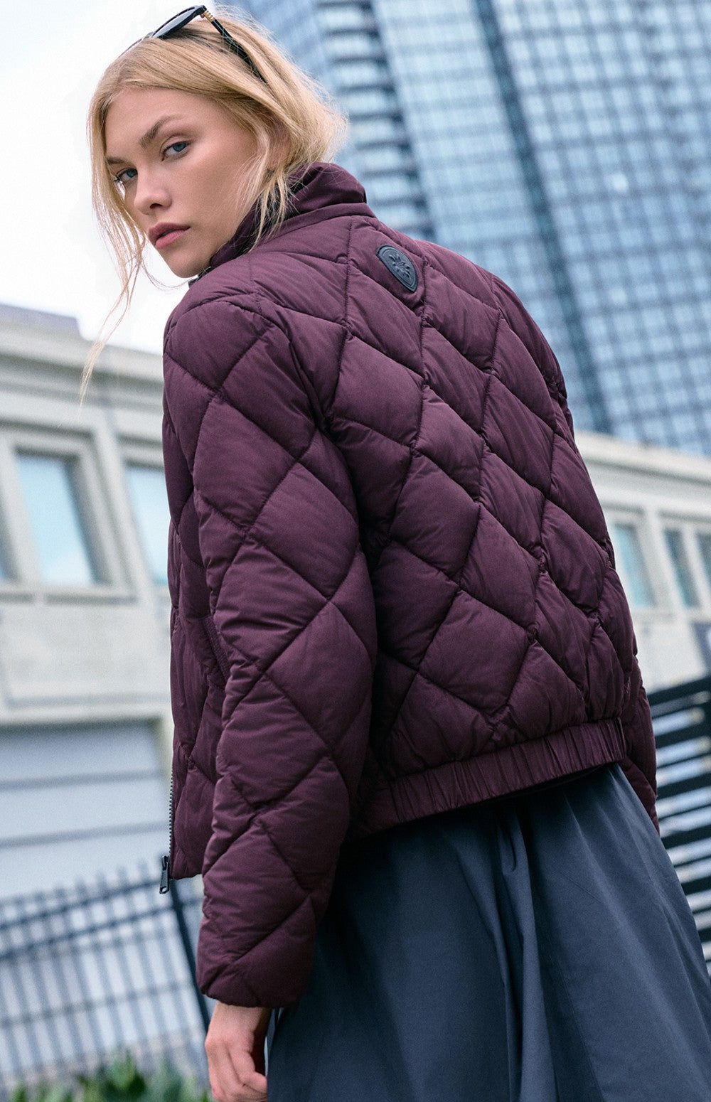 Alp N Rock Ridgewood Funnel Neck Jacket, dark red funnel neck ski jacket with diamond quilting for women