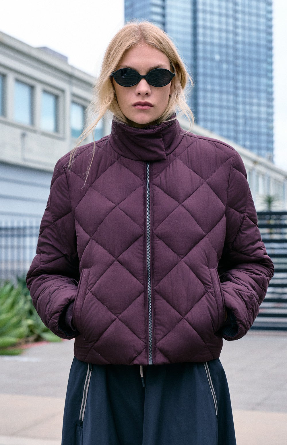 Alp N Rock Ridgewood Funnel Neck Jacket, dark red funnel neck ski jacket with diamond quilting for women