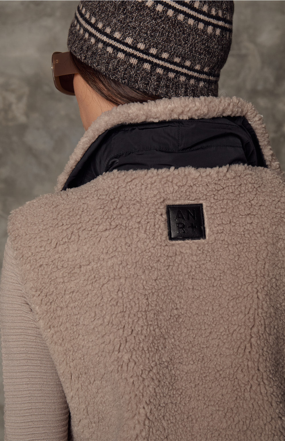 Alp N Rock Sage Vest, beige hooded zip vest for women with shearling top and quilted bottom