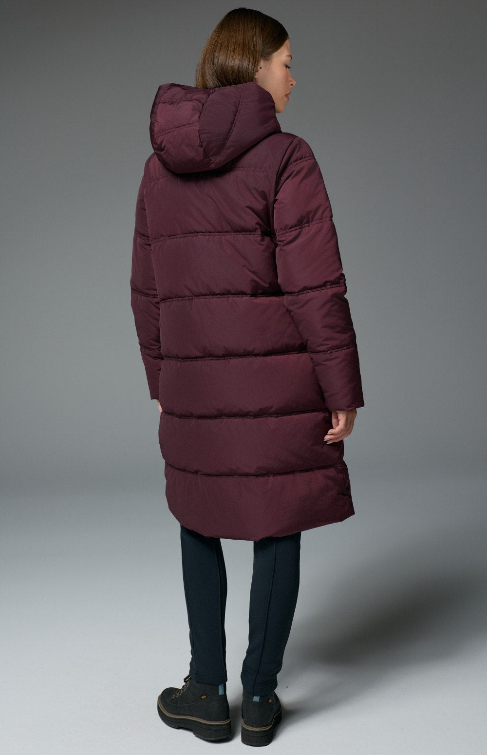 Alp N Rock Salzburg Hooded Long Jacket, dark red long hooded winter coat with quilting for women