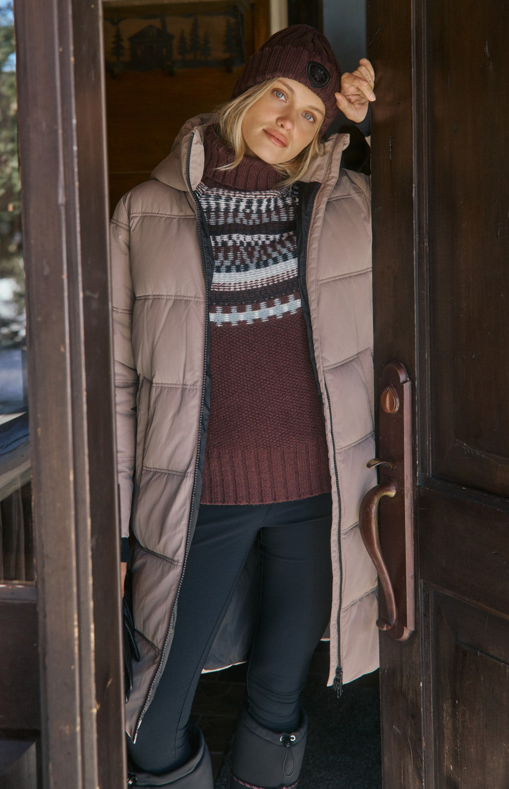 Alp N Rock Salzburg Hooded Long Jacket, taupe long hooded winter coat with quilting for women