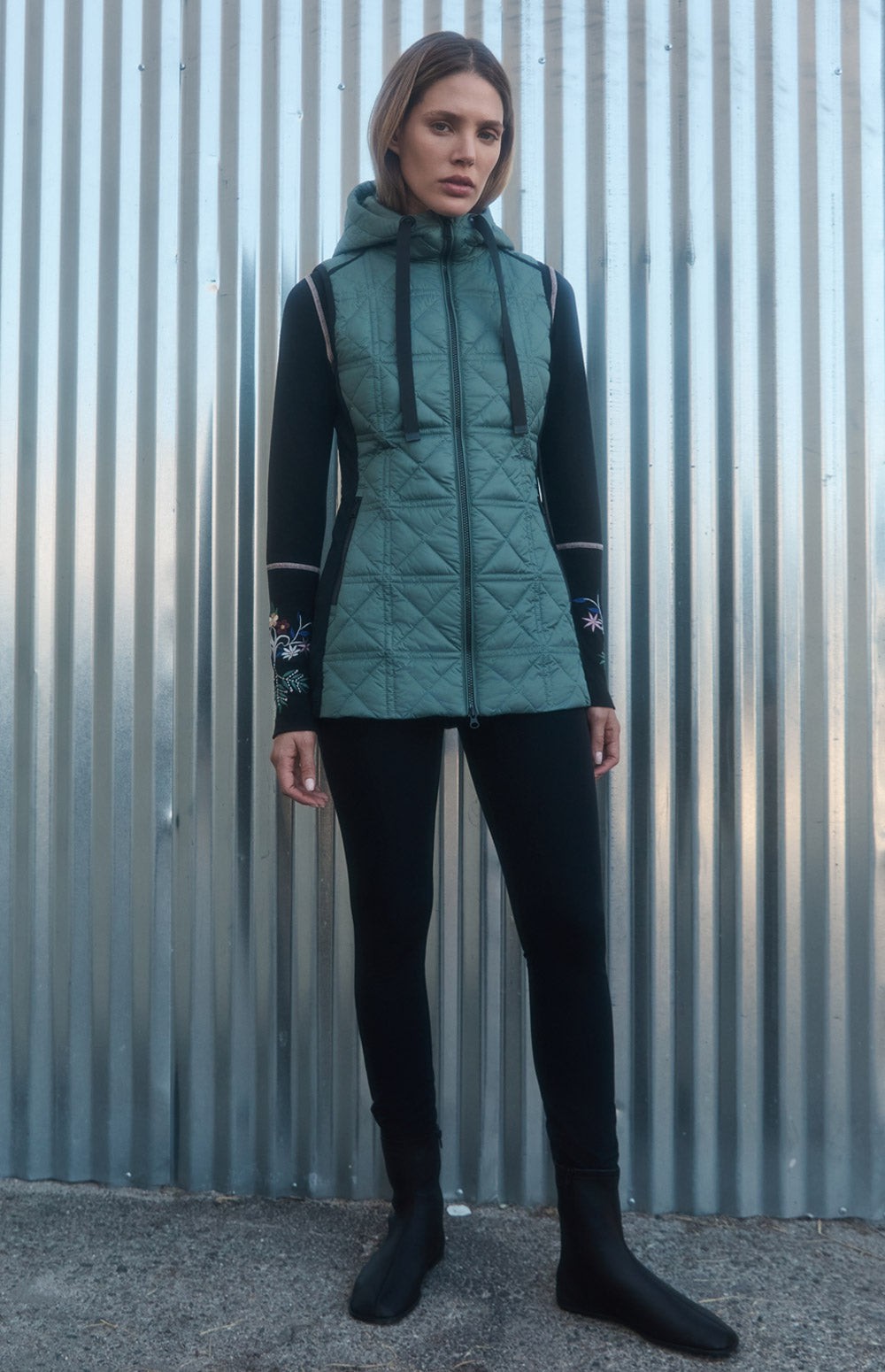 Alp N Rock Sinclair Vest, green long puffer vest for women with hood