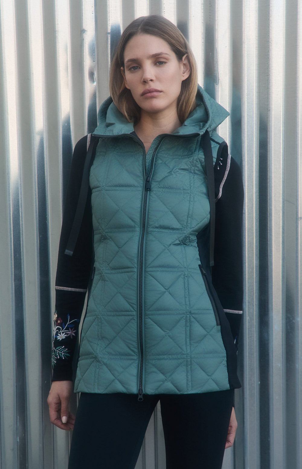 Alp N Rock Sinclair Vest, green long puffer vest for women with hood