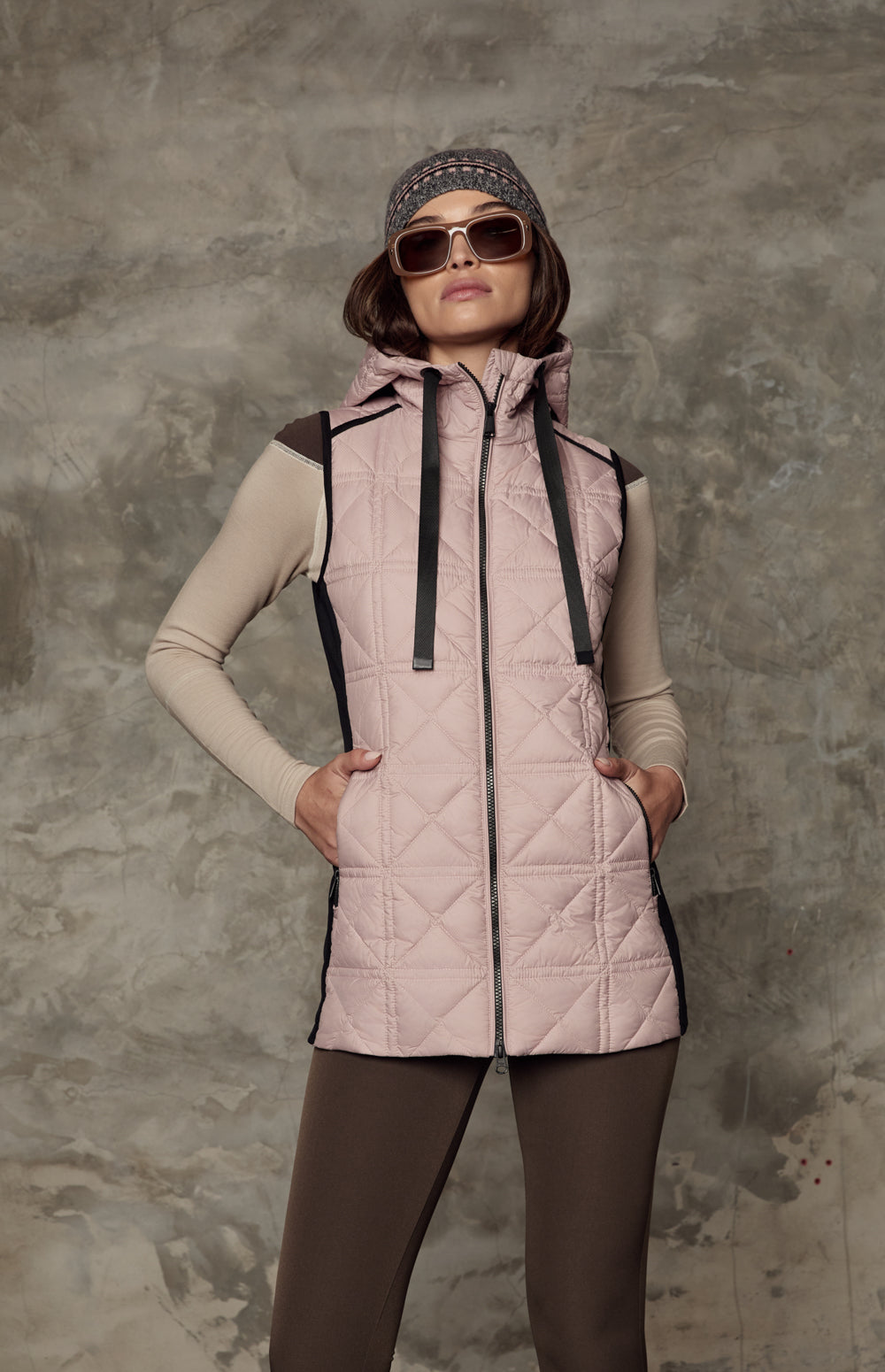 Sinclair Hooded Long Vest, Rose | Alp N Rock Alp N Rock Womens Outerwear Sinclair Hooded Long Vest | Rose