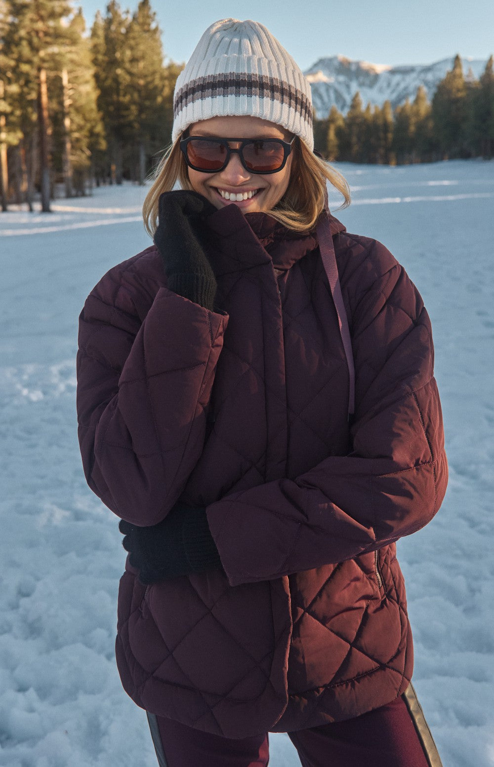 Alp N Rock Skyline Hooded Jacket, dark red puffer jacket with hood for women