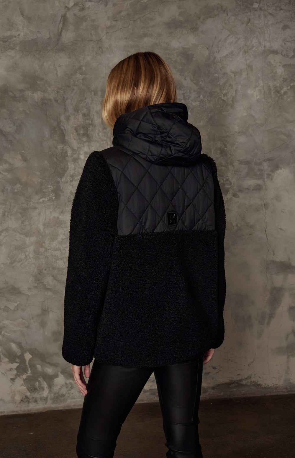 Alp N Rock Tahoe Jacket, black shearling zip jacket with hood for women