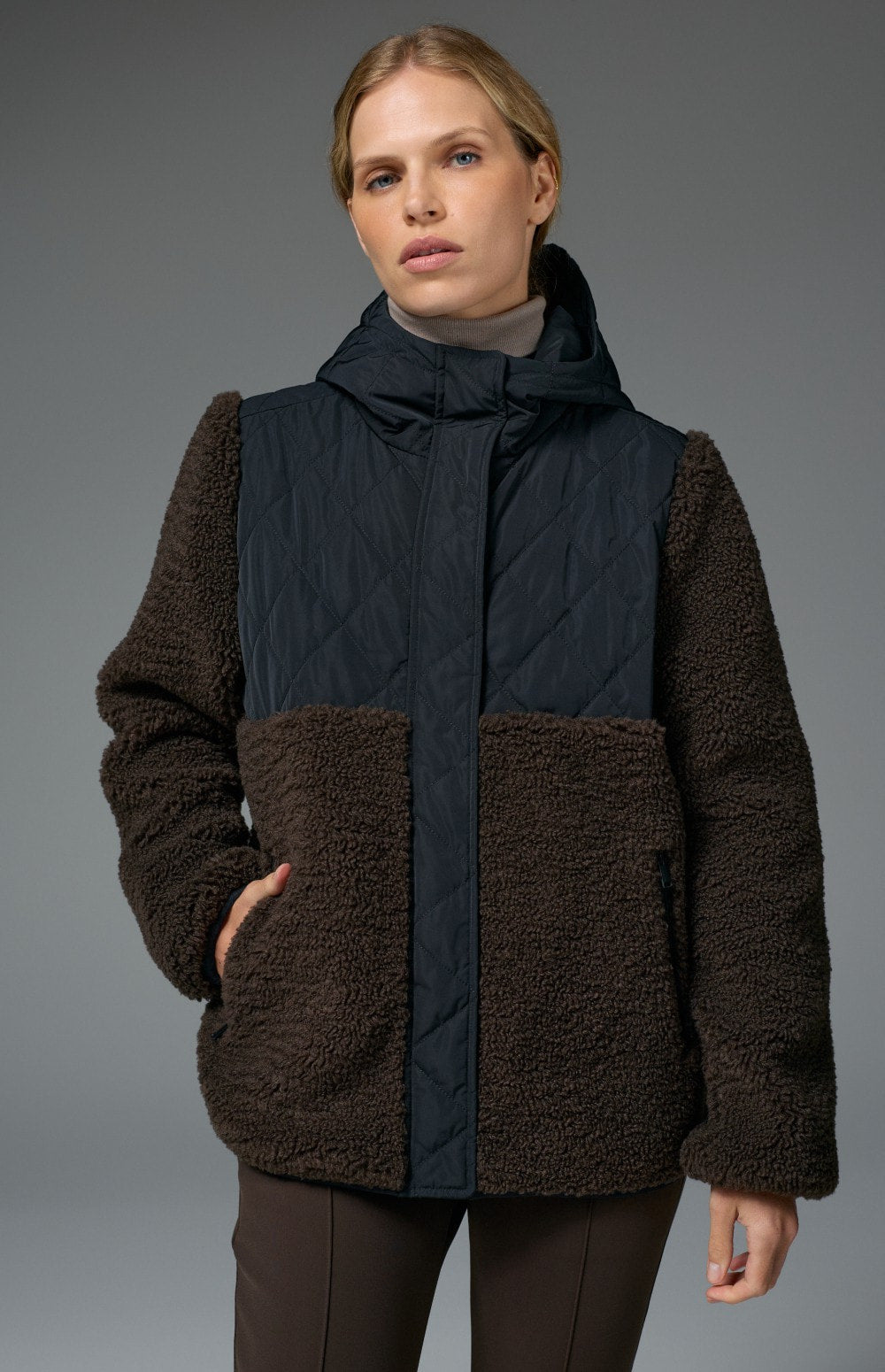 Tahoe Hooded Shearling Jacket, Black/Coffee | Alp N Rock Alp N Rock Womens Outerwear Tahoe Hooded Shearling Jacket | Black/Coffee
