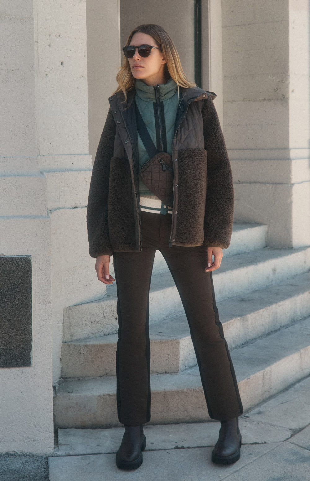 Alp N Rock Tahoe Jacket, brown shearling jacket with hood for women