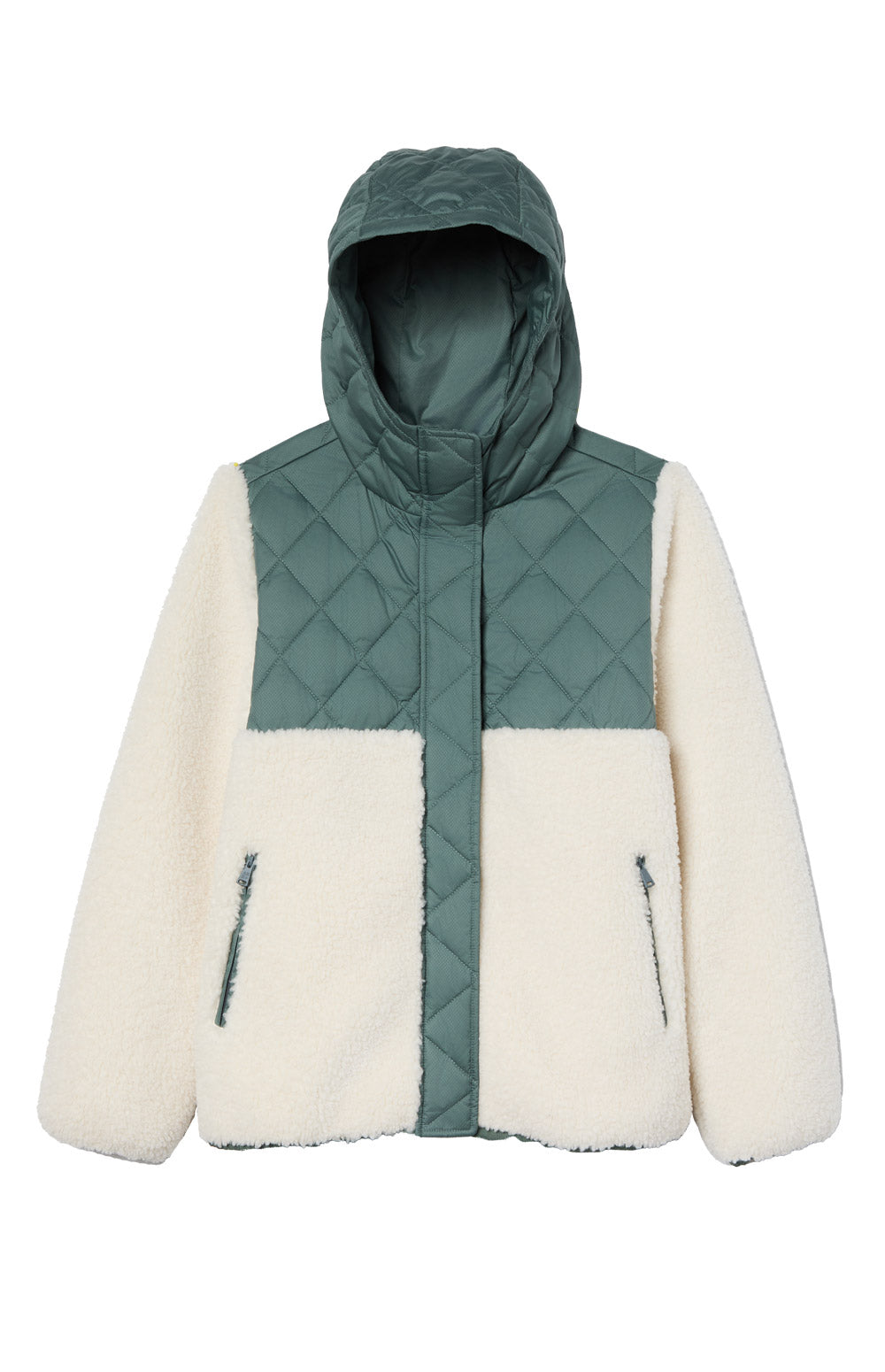 Alp N Rock Tahoe Jacket, green shearling zip jacket with hood for women