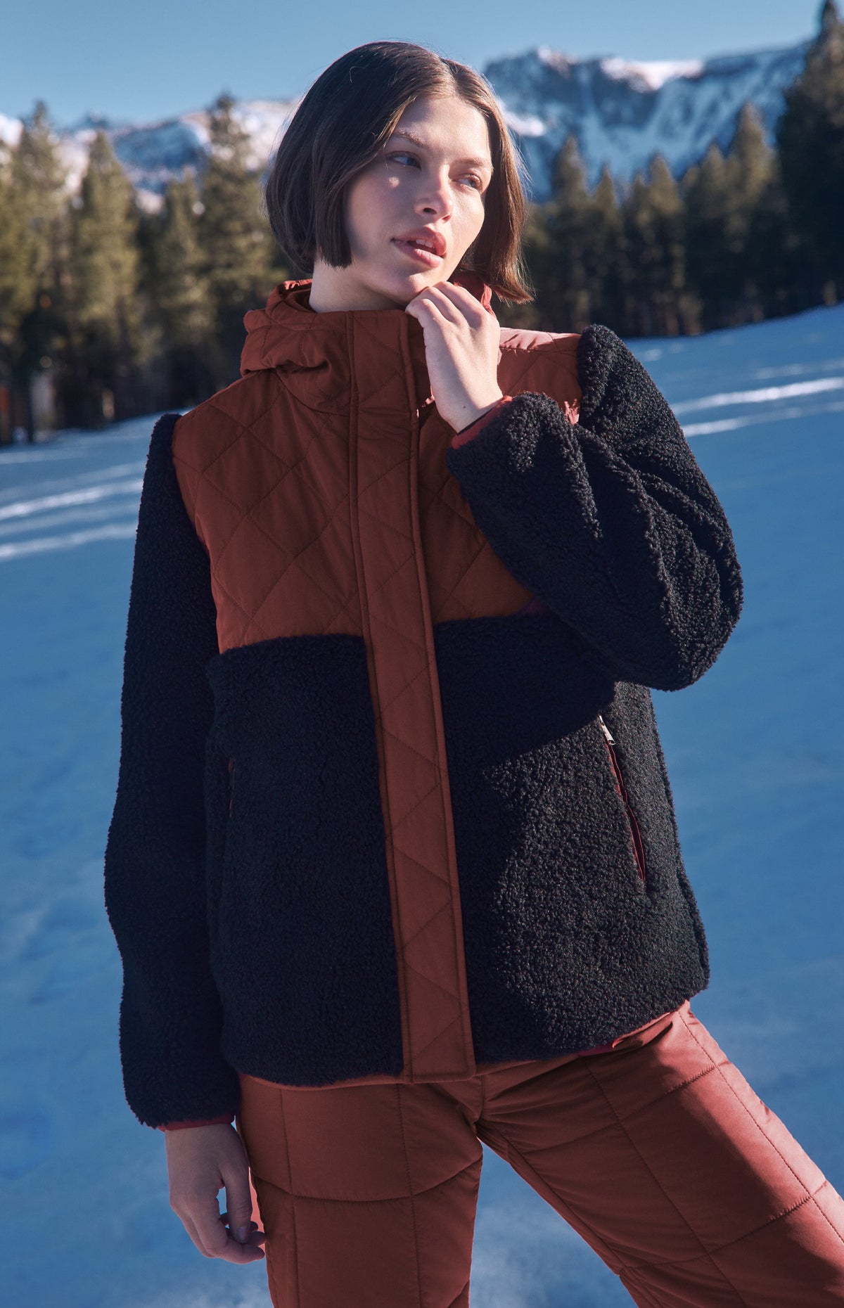 Tahoe Hooded Shearling Jacket, Russet | Alp N Rock Alp N Rock Womens Outerwear Tahoe Hooded Shearling Jacket | Russet