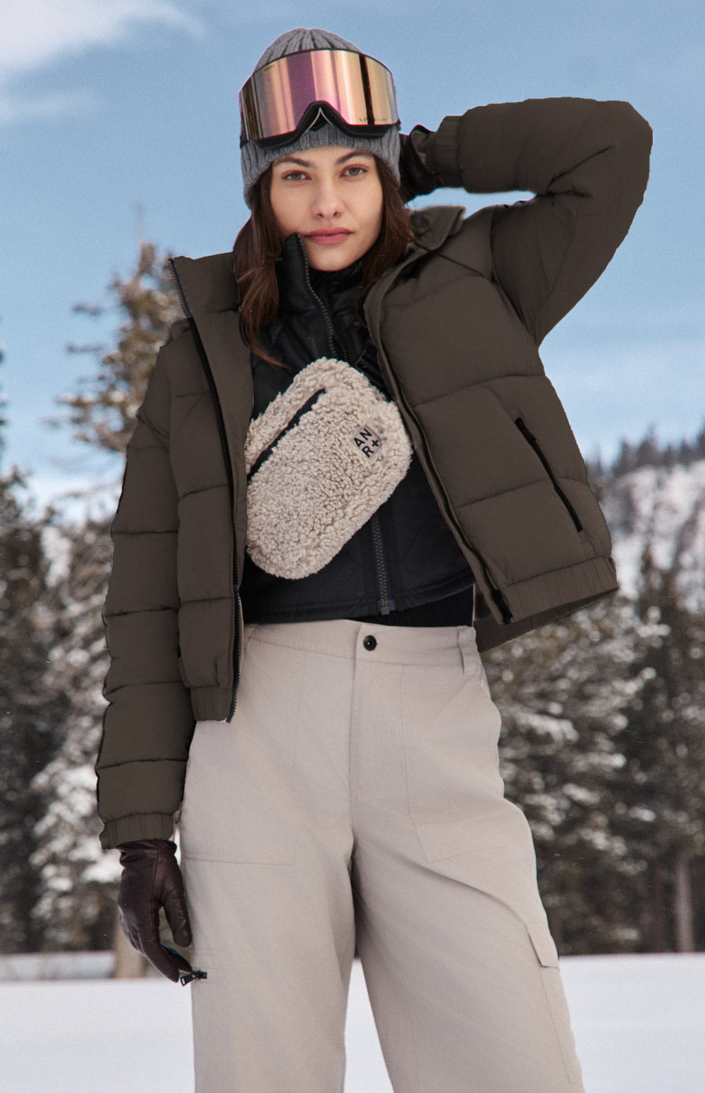 Whitney Funnel Neck Puffer Jacket, Coffee | Alp N Rock