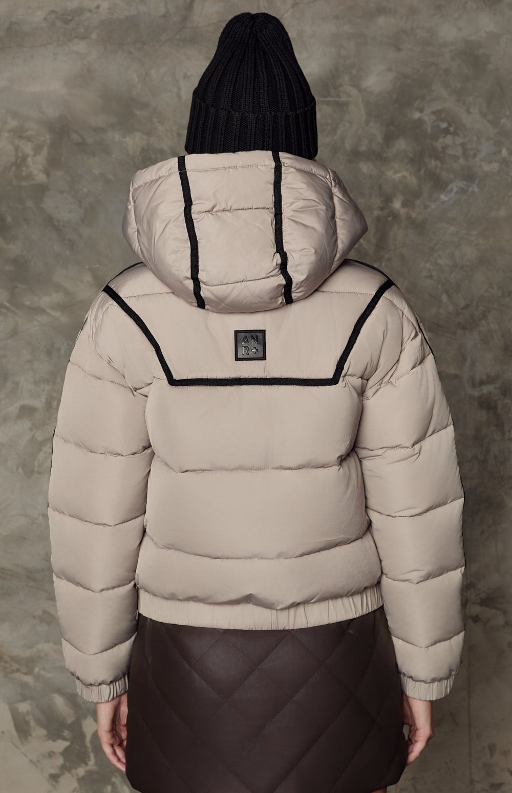 Alp N Rock Whitney Puffer Jacket, warm beige puffer jacket with hood for women