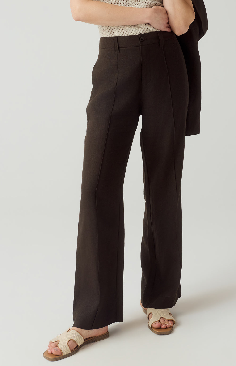 Alp N Rock Bianca Pant, dark brown wide leg linen pant for women