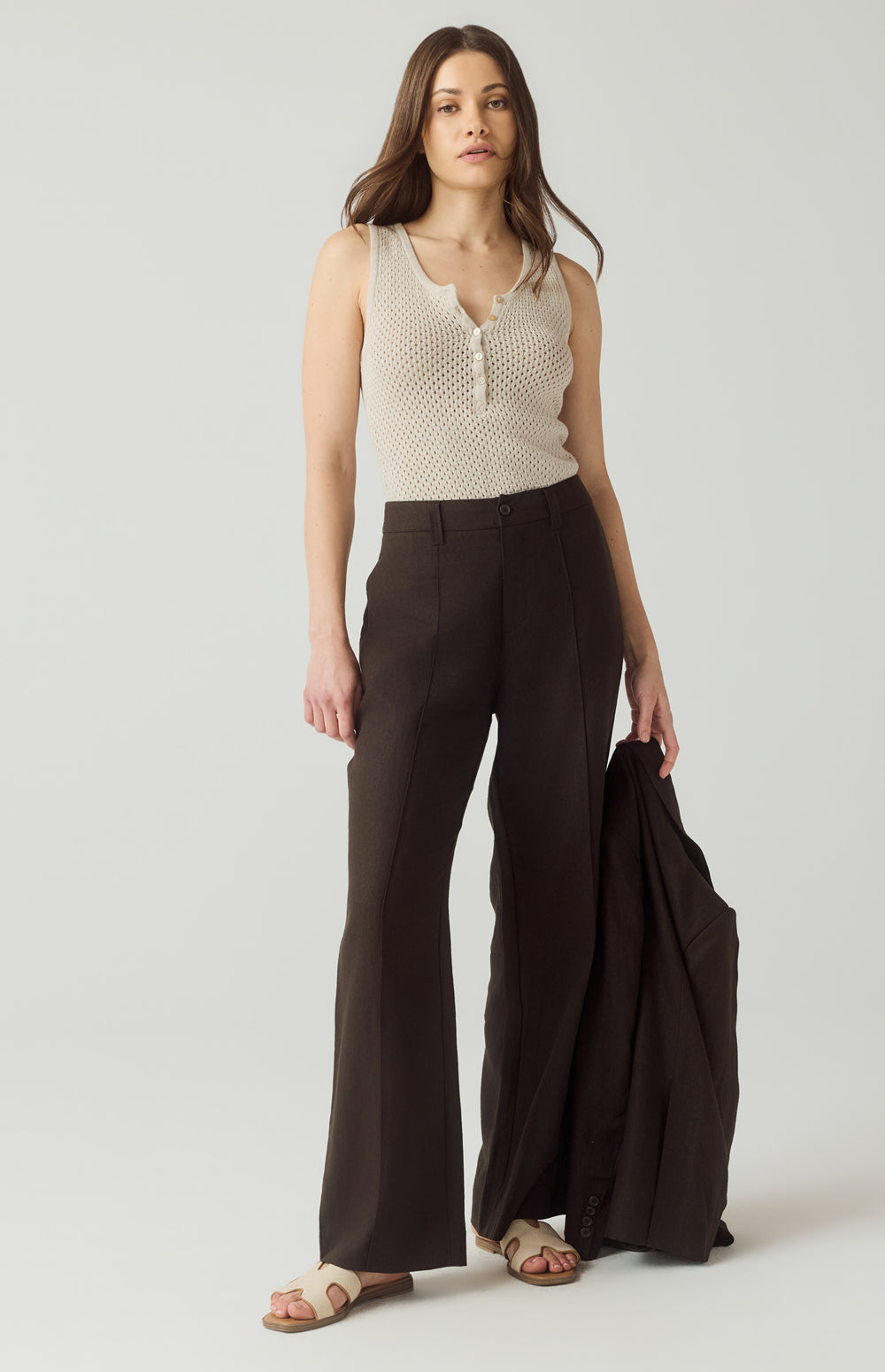 Alp N Rock Bianca Pant, dark brown wide leg linen pant for women