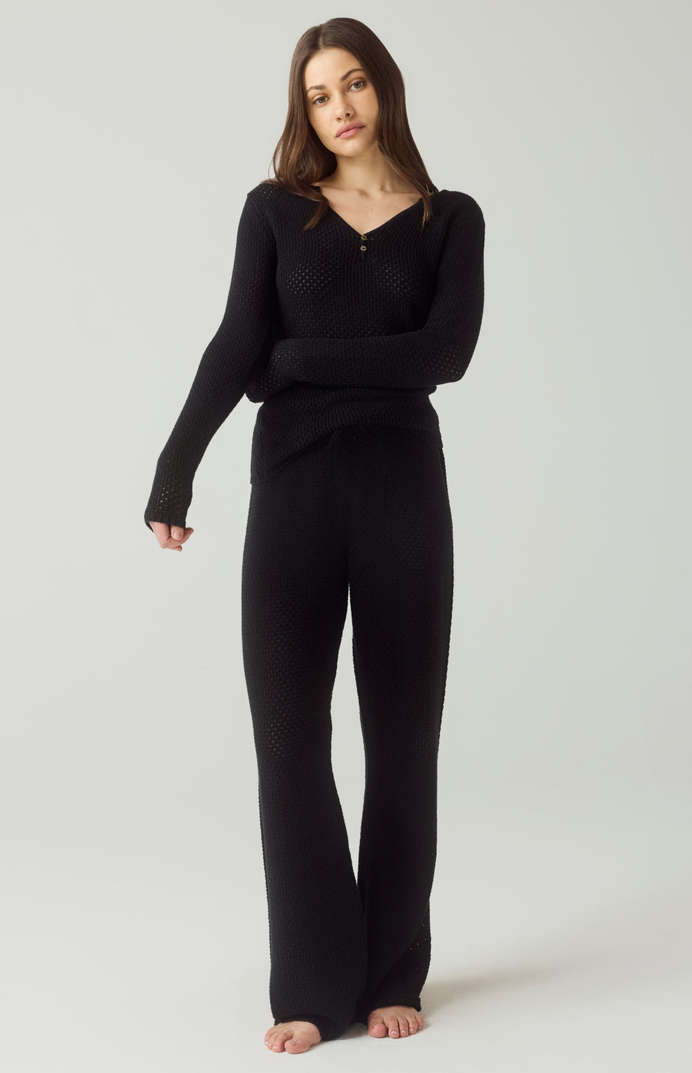 Alp N Rock Brianna Pant, black wide leg pull on knit pant for women