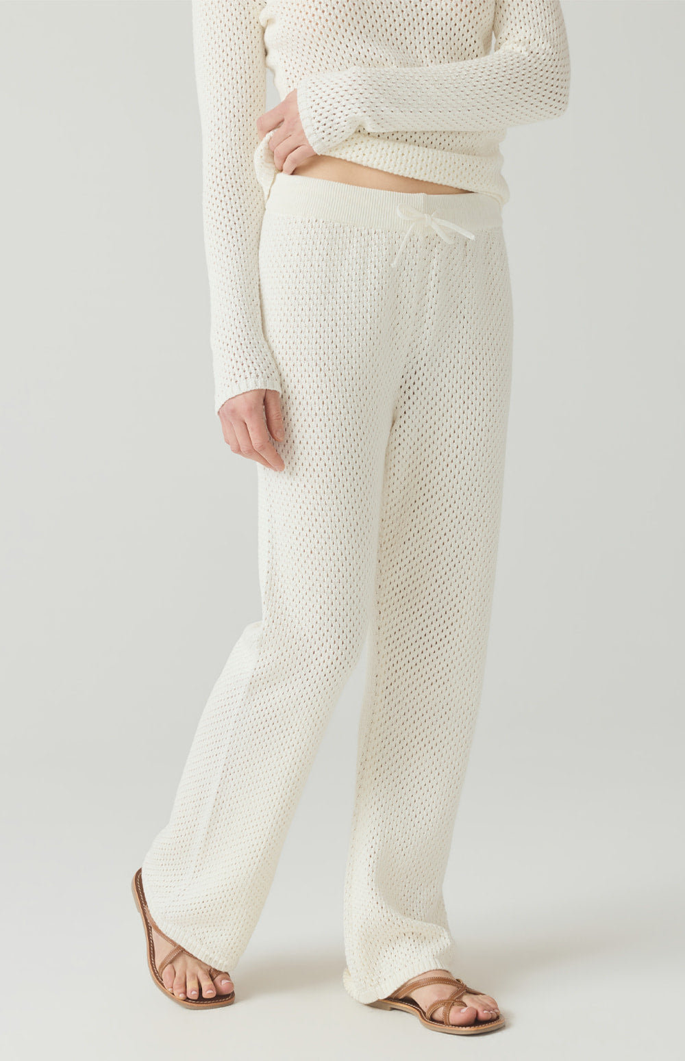 Alp N Rock Brianna Pant, off white straight leg sweater pant with drawstring waist