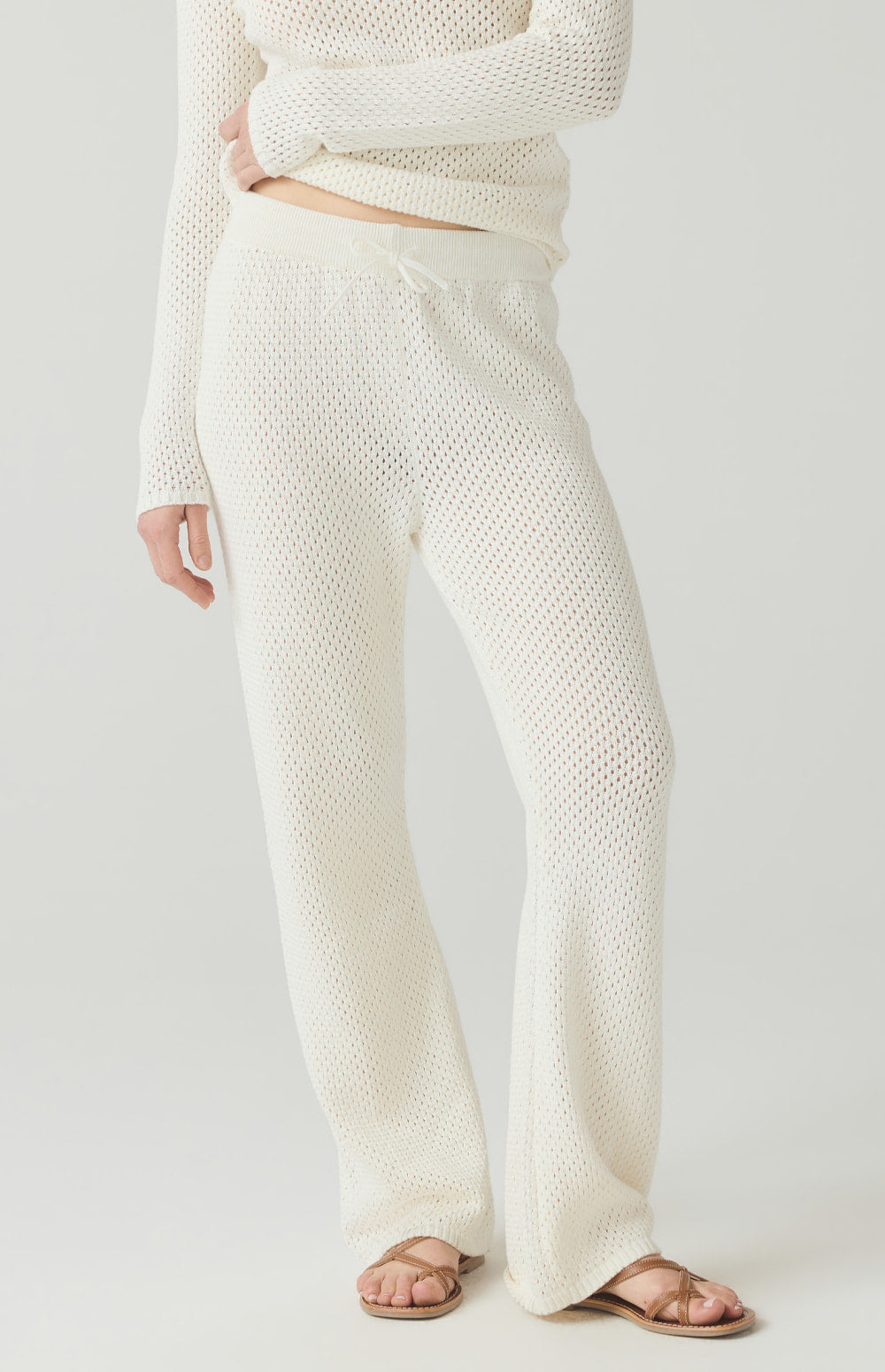 Alp N Rock Brianna Pant, off white straight leg sweater pant with drawstring waist