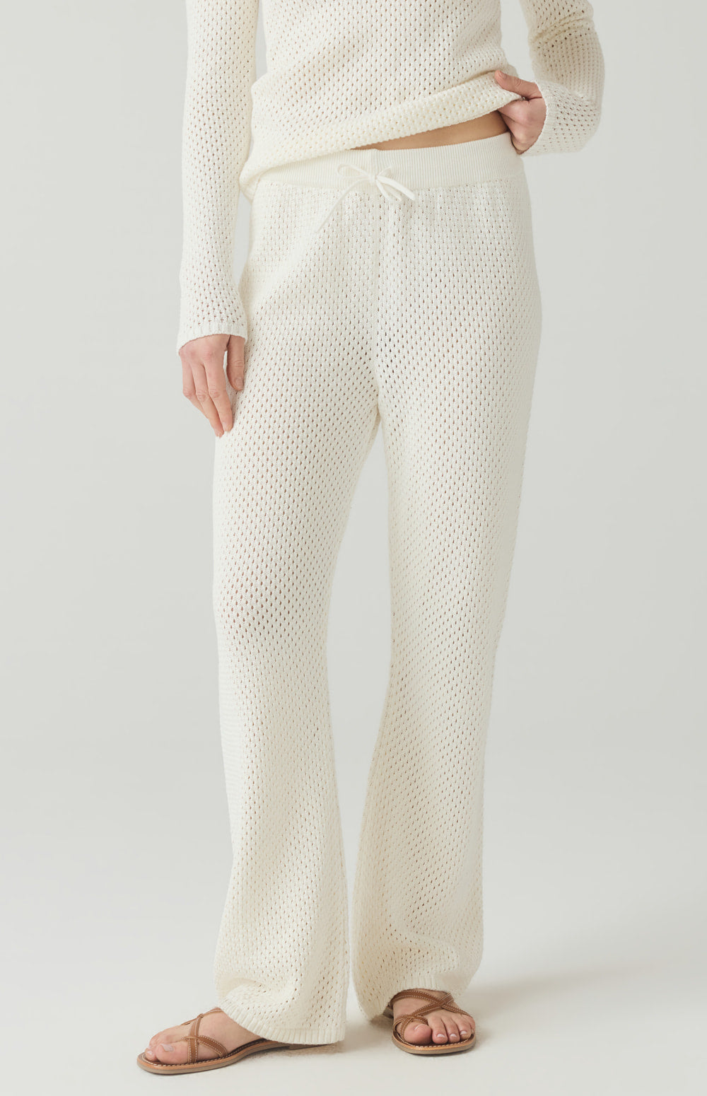 Alp N Rock Brianna Pant, off white straight leg sweater pant with drawstring waist