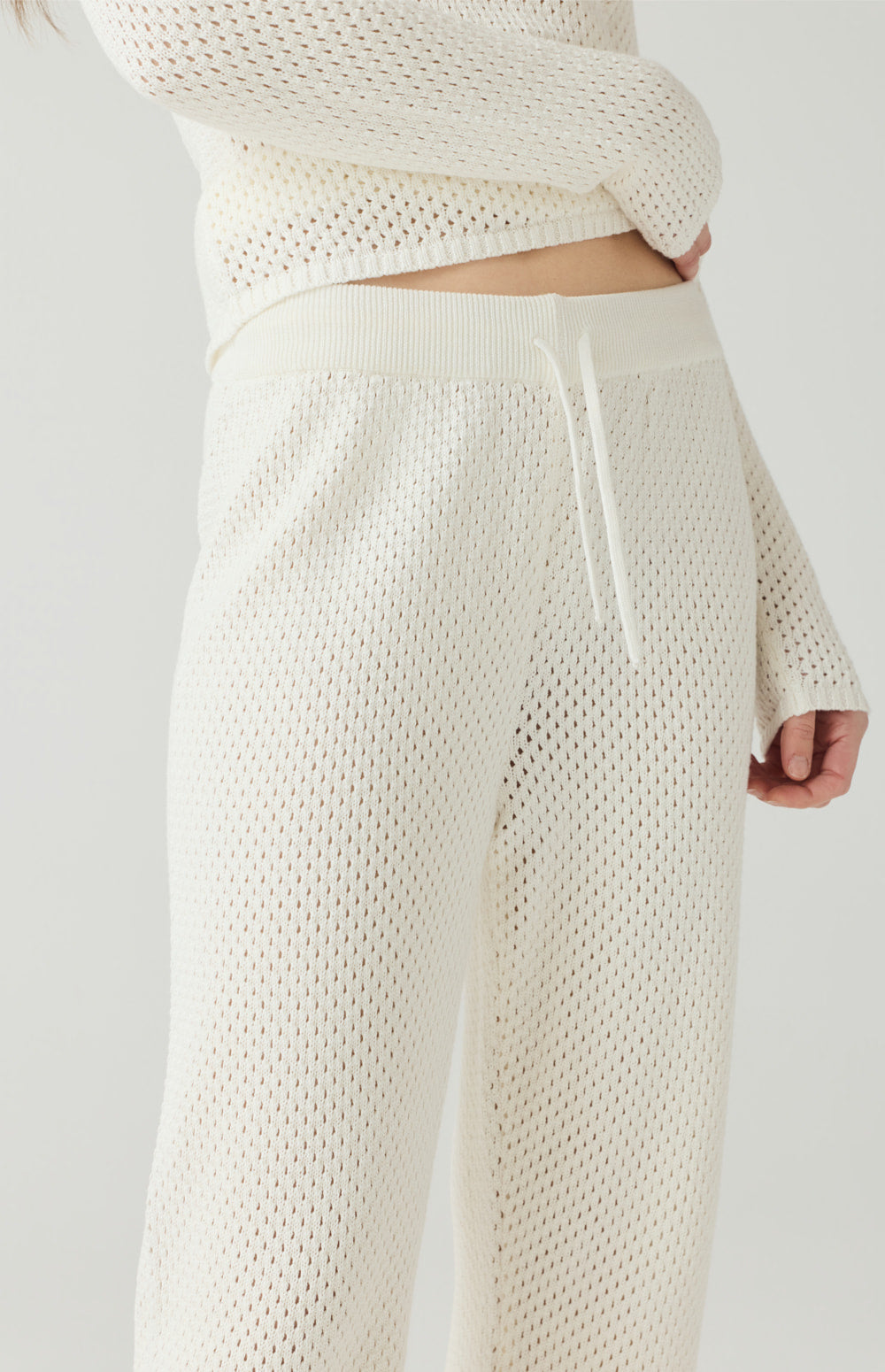 Alp N Rock Brianna Pant, off white straight leg sweater pant with drawstring waist