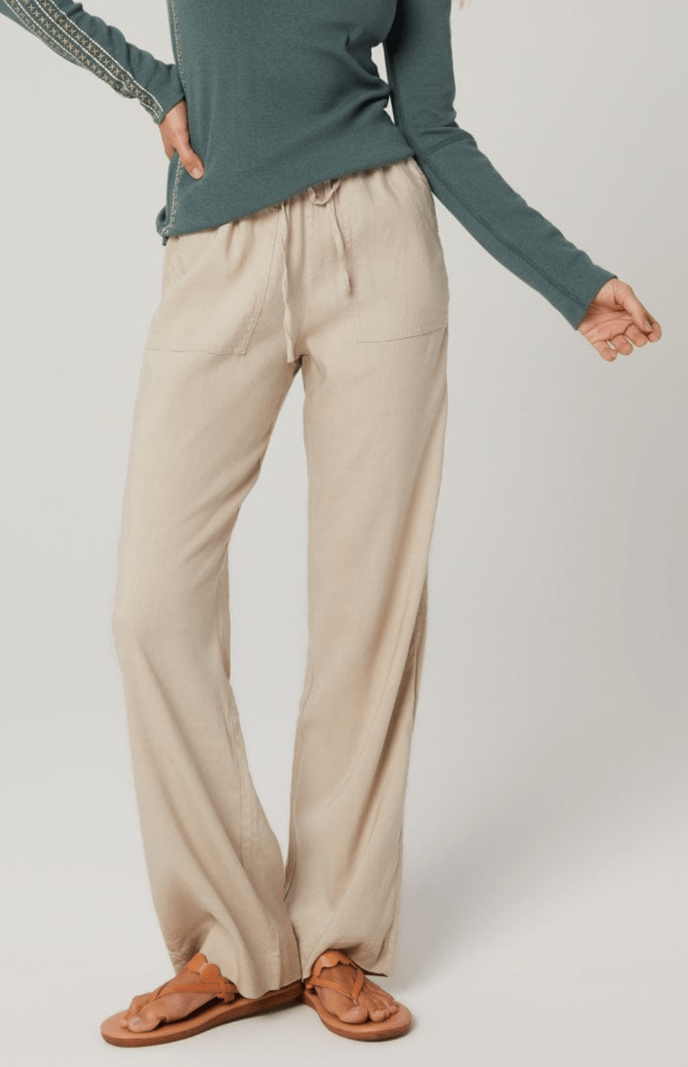 Alp N Rock Callie Pant, Women's Silver Grey Drawstring Wide Leg Linen Pant