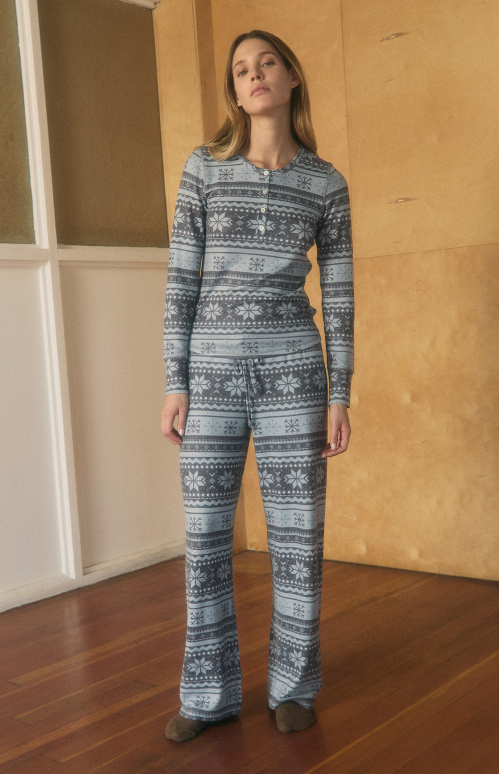 Alp N Rock Delia Lounge Pant, black Fair Isle print pajama pant for women