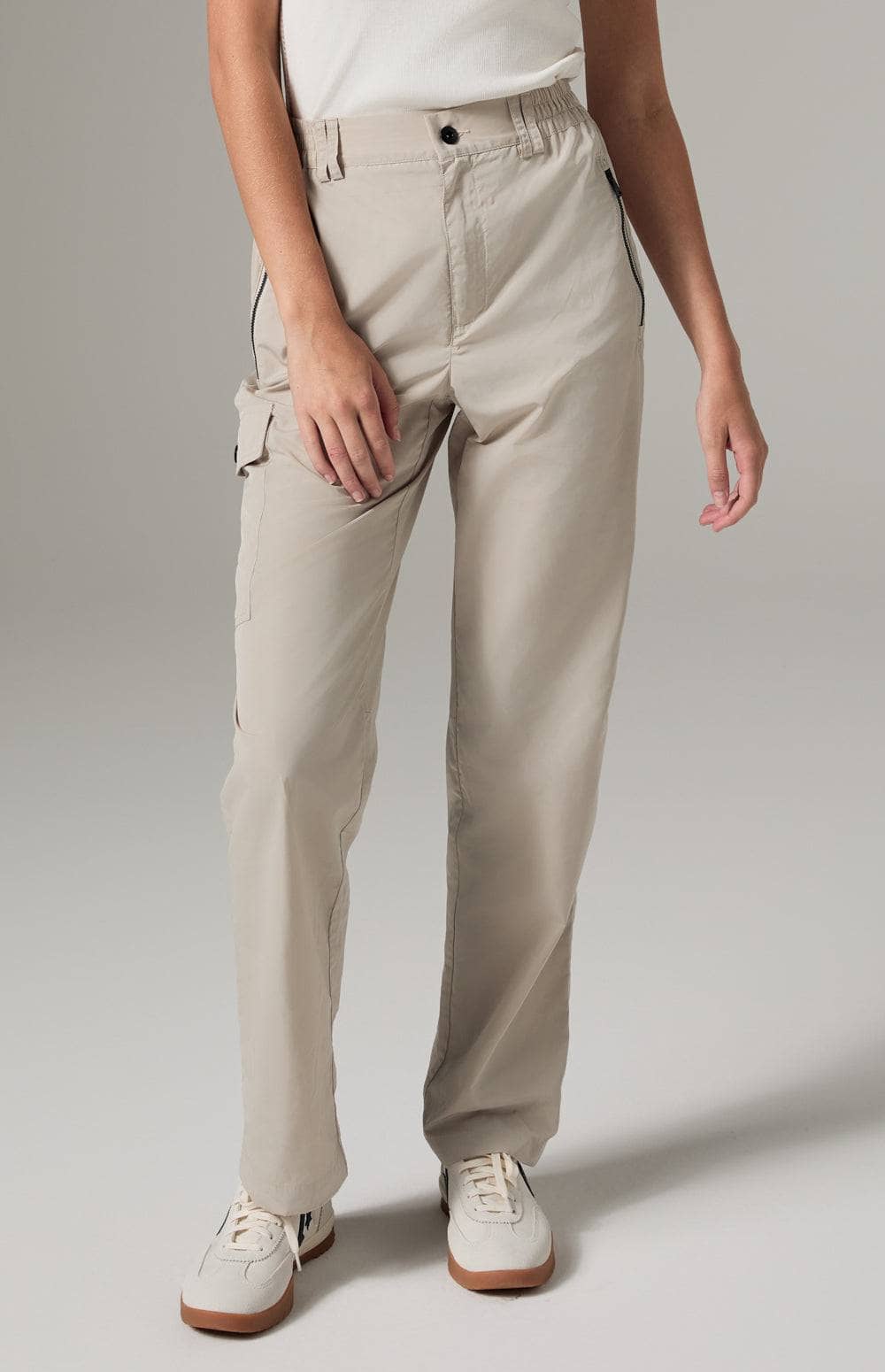 Alp N Rock Frankie Pant, Women's Beige Cargo Pant with Zippered Pockets