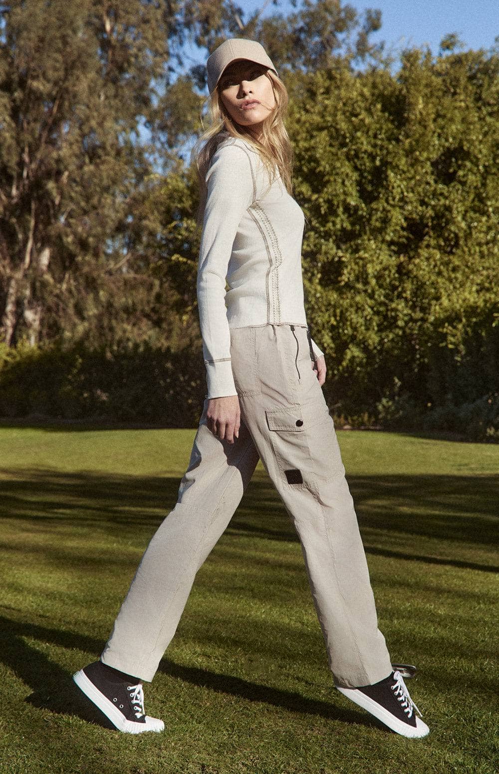 Alp N Rock Frankie Pant, Women's Beige Cargo Pant with Zippered Pockets