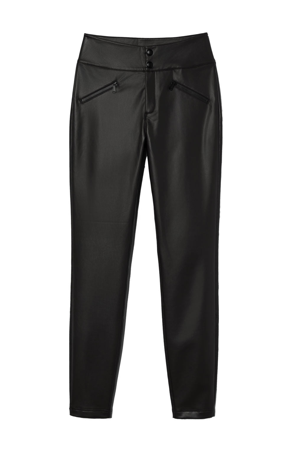 Alp N Rock Geneva Pant, black faux leather pant for women with zipper pockets