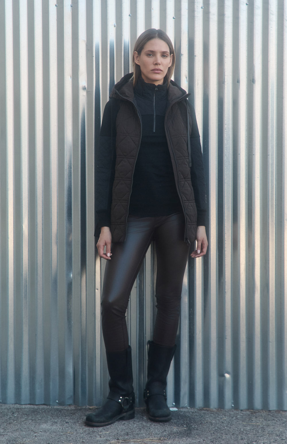 Geneva Techno Pant, Coffee Faux Leather | Alp N Rock Alp N Rock Womens Pant Geneva Faux Leather Techno Pant | Coffee