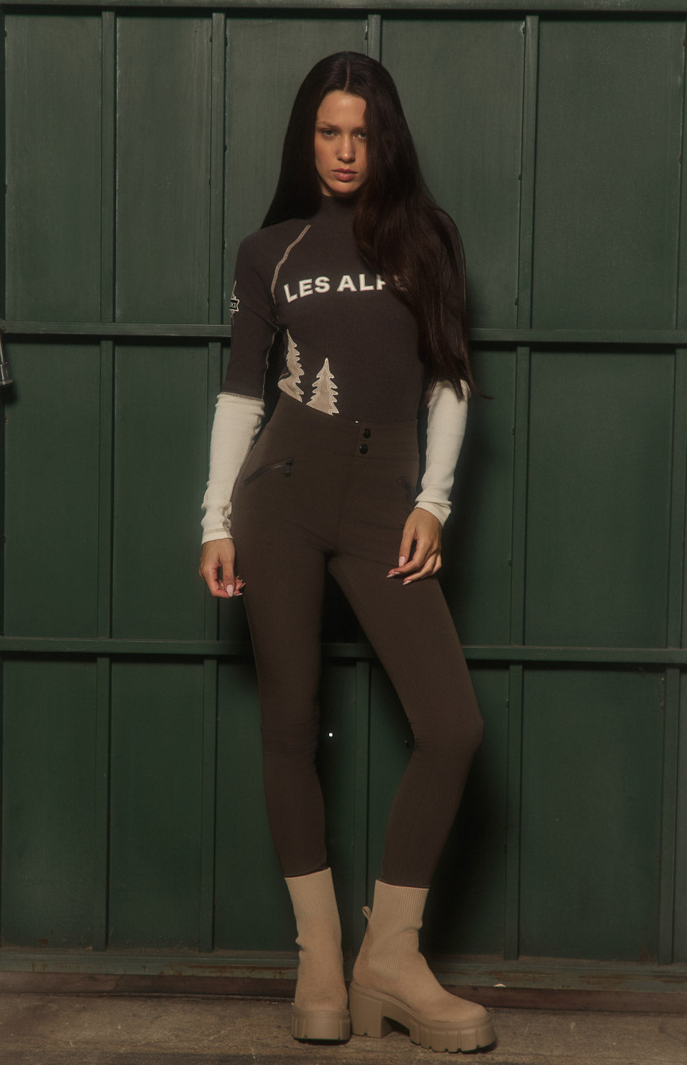 Alp N Rock Geneva Pant, dark brown fitted pant for women with zipper pockets