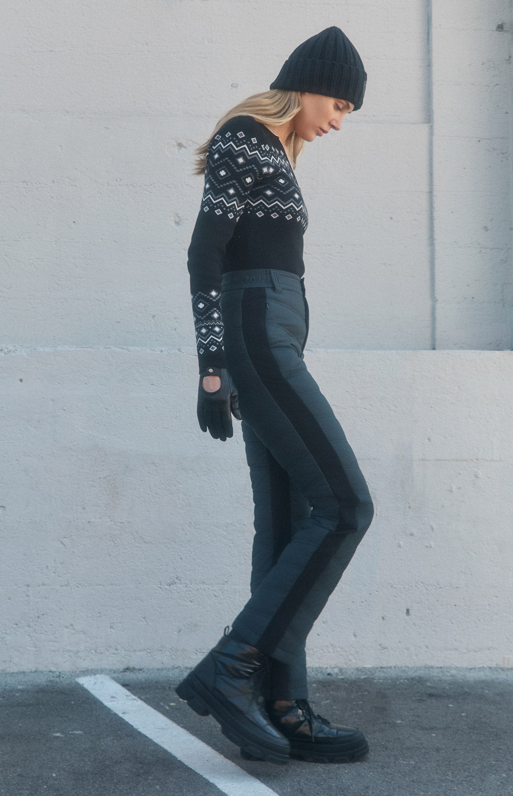 Alp N Rock Kaja Pant, black quilted cold weather straight leg pant for women