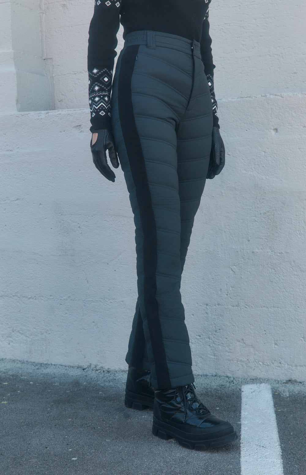 Alp N Rock Kaja Pant, black quilted cold weather straight leg pant for women