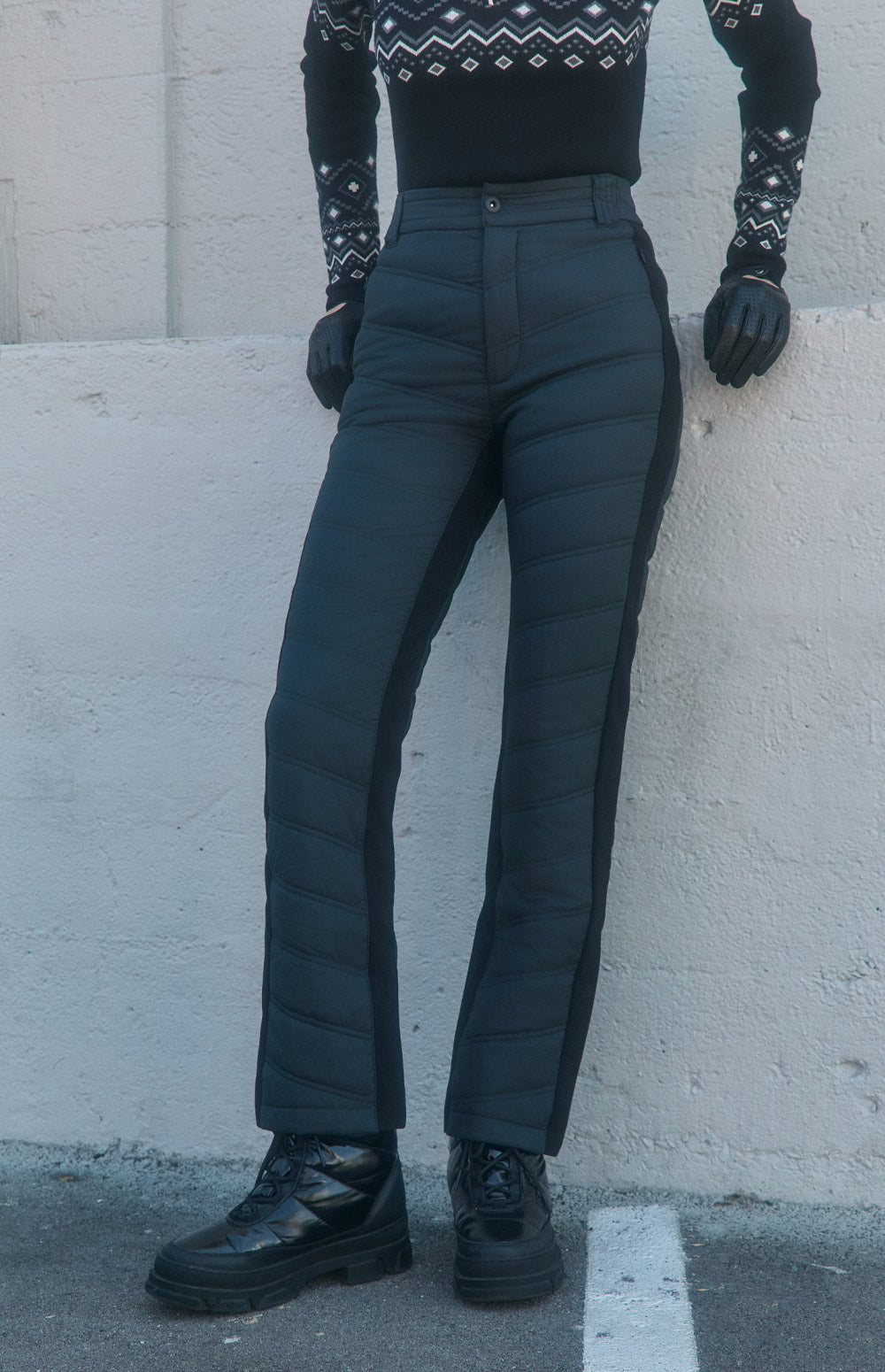 Alp N Rock Kaja Pant, black quilted cold weather straight leg pant for women