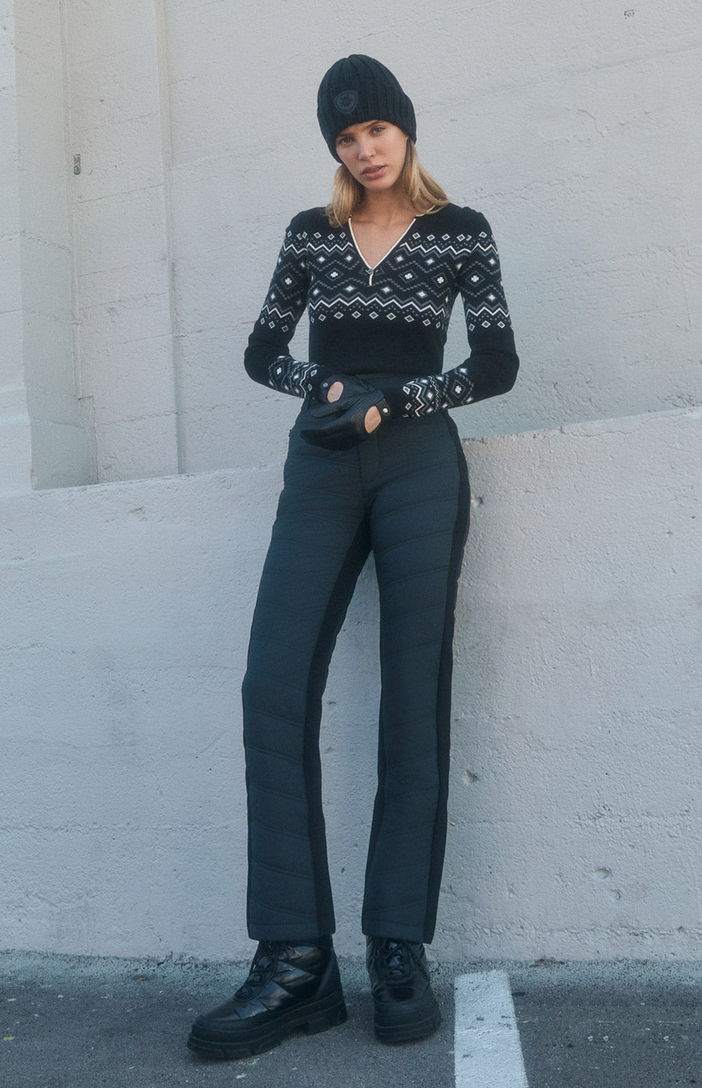 Alp N Rock Kaja Pant, black quilted cold weather straight leg pant for women