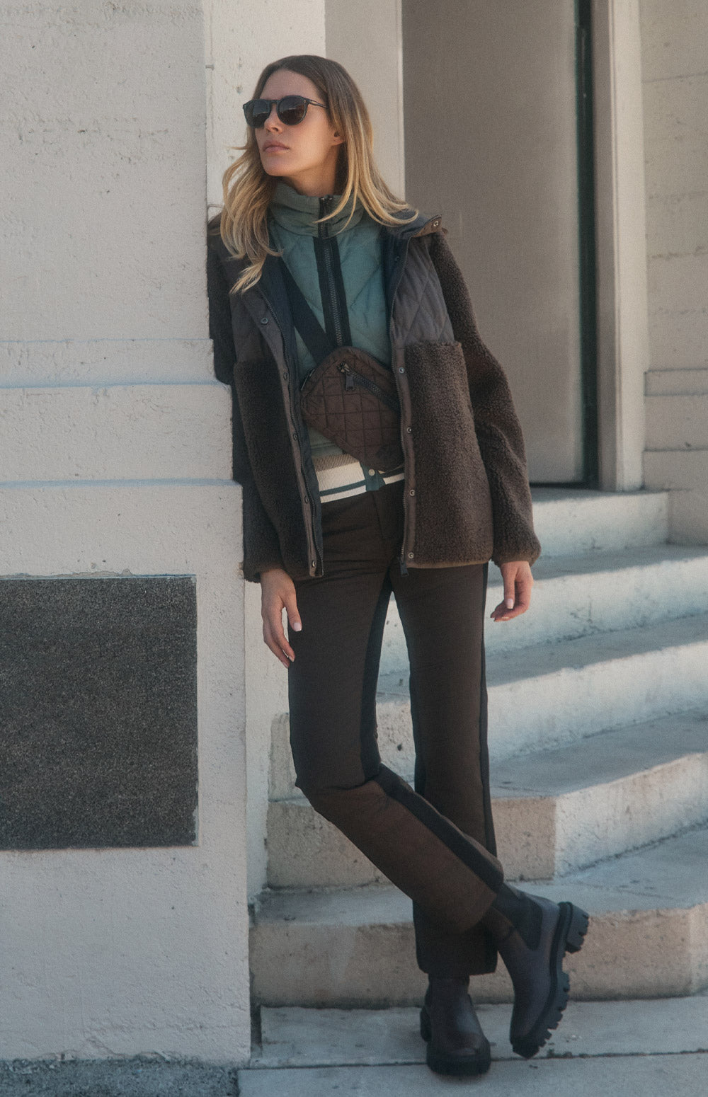 Alp N Rock Kaja Pant, dark brown quilted cold weather straight leg pant for women