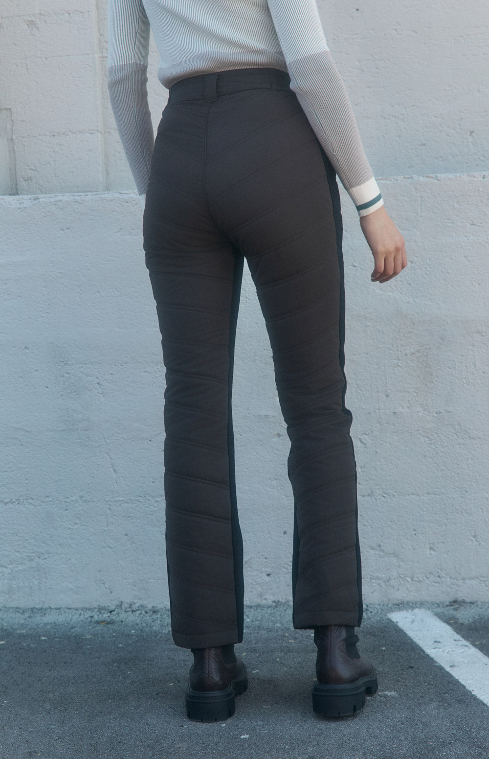 Alp N Rock Kaja Pant, dark brown quilted cold weather straight leg pant for women