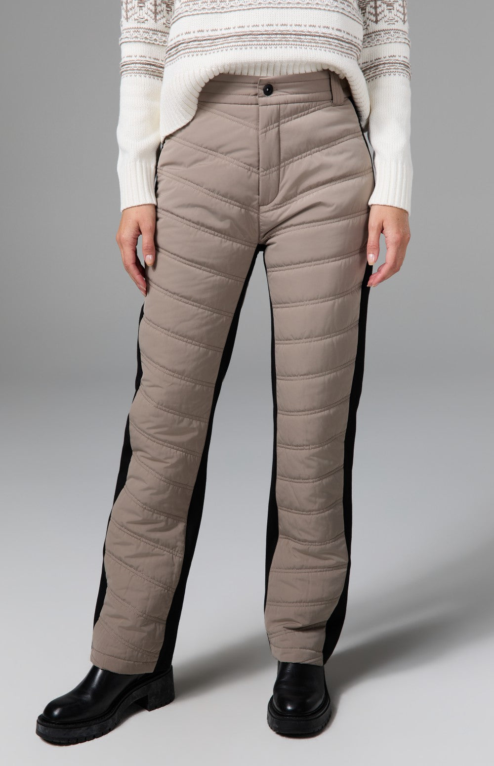 Alp N Rock Kaja Pant, taupe quilted cold weather straight leg pant for women